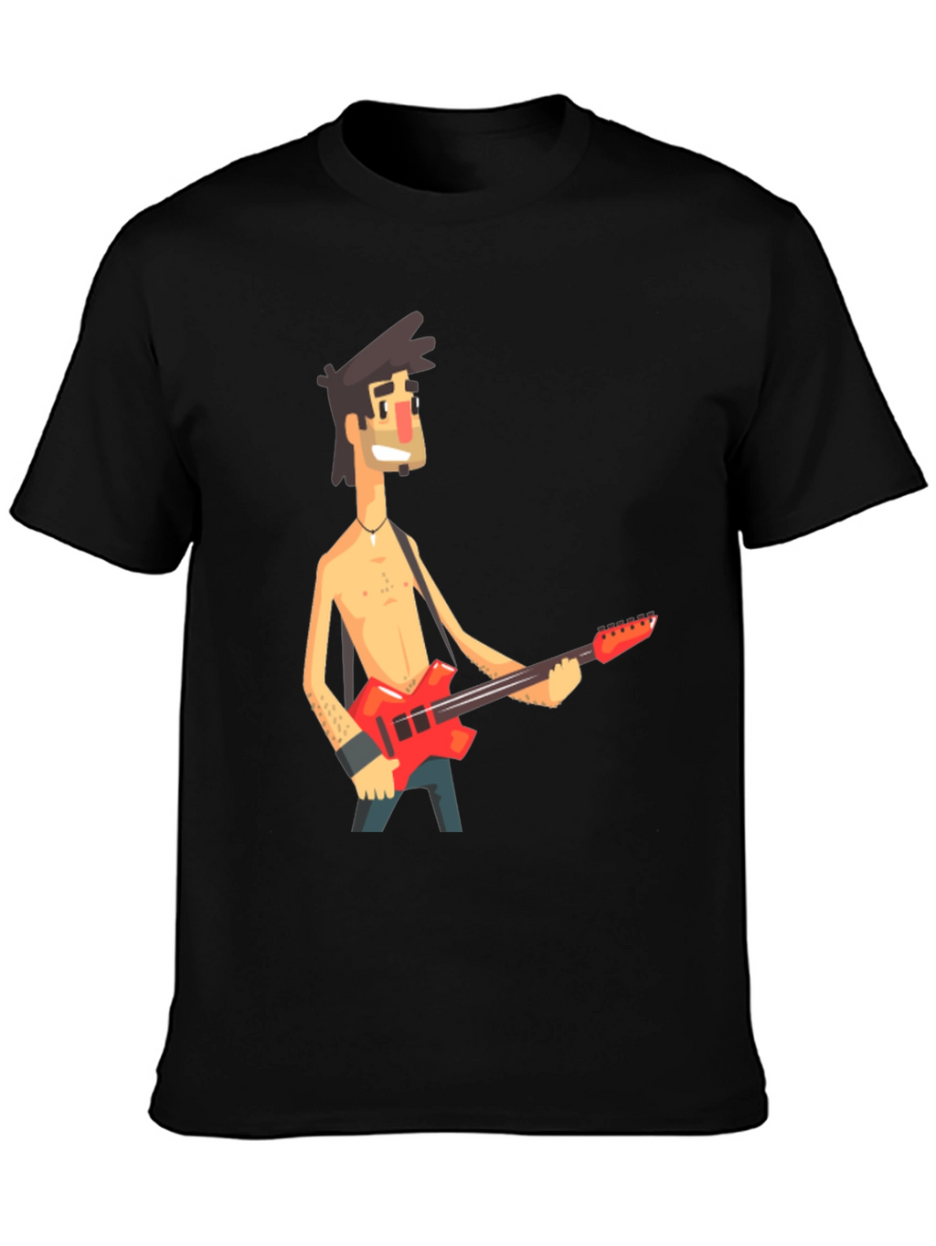 Cartoon Guitar Player Black T-Shirt
