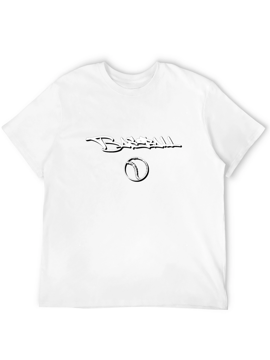 Baseball Graphic Tee - Black Cotton Casual Shirt