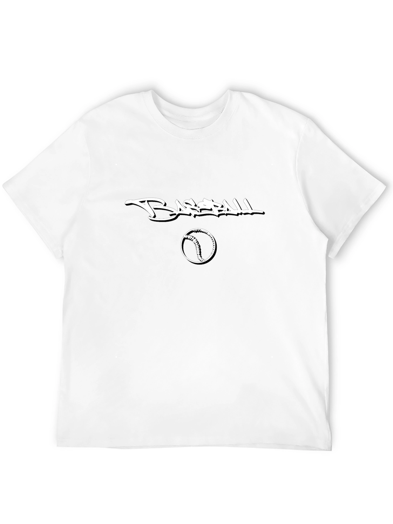 Baseball Graphic Tee - Black Cotton Casual Shirt