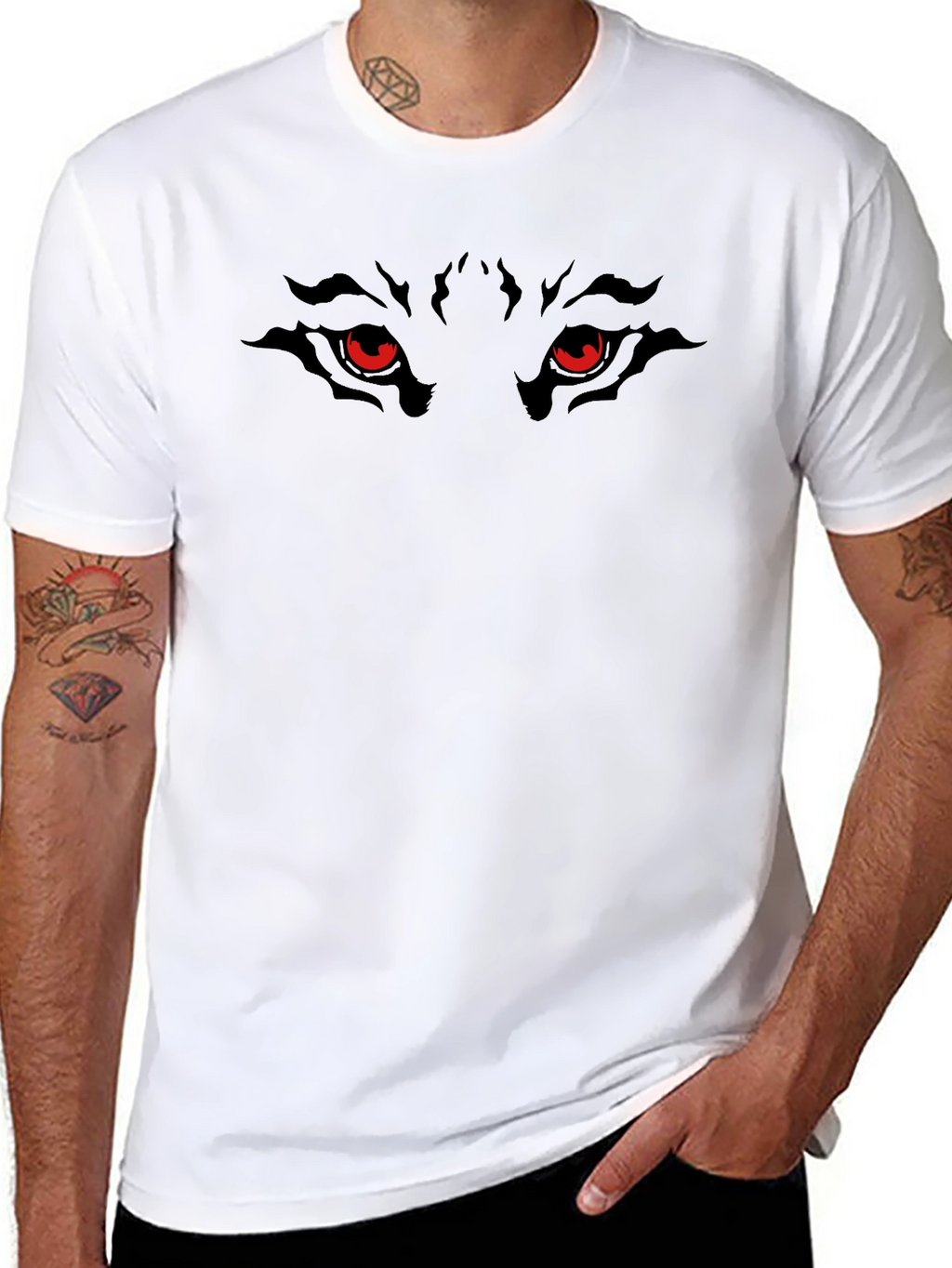 Mens Black Wolf Eyes Graphic Tee