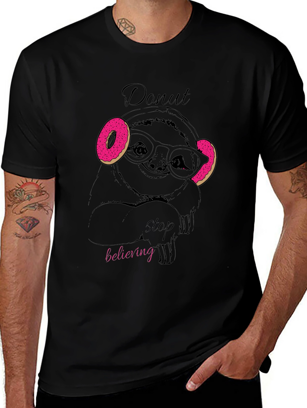 Donut Stop Believing Sloth T-Shirt - Funny Graphic Tee