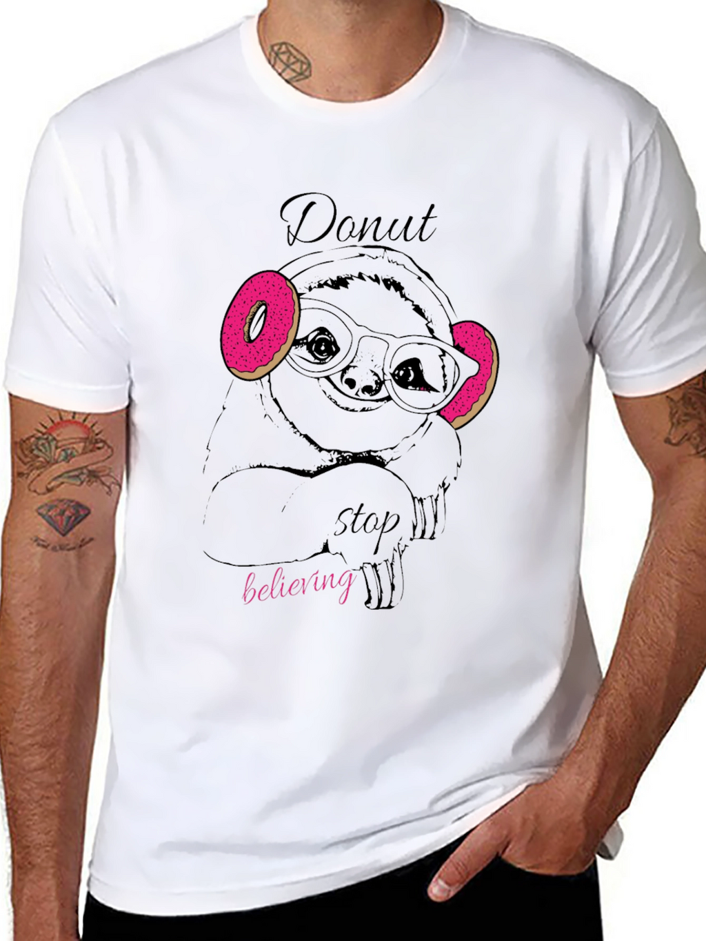 Donut Stop Believing Sloth T-Shirt - Funny Graphic Tee