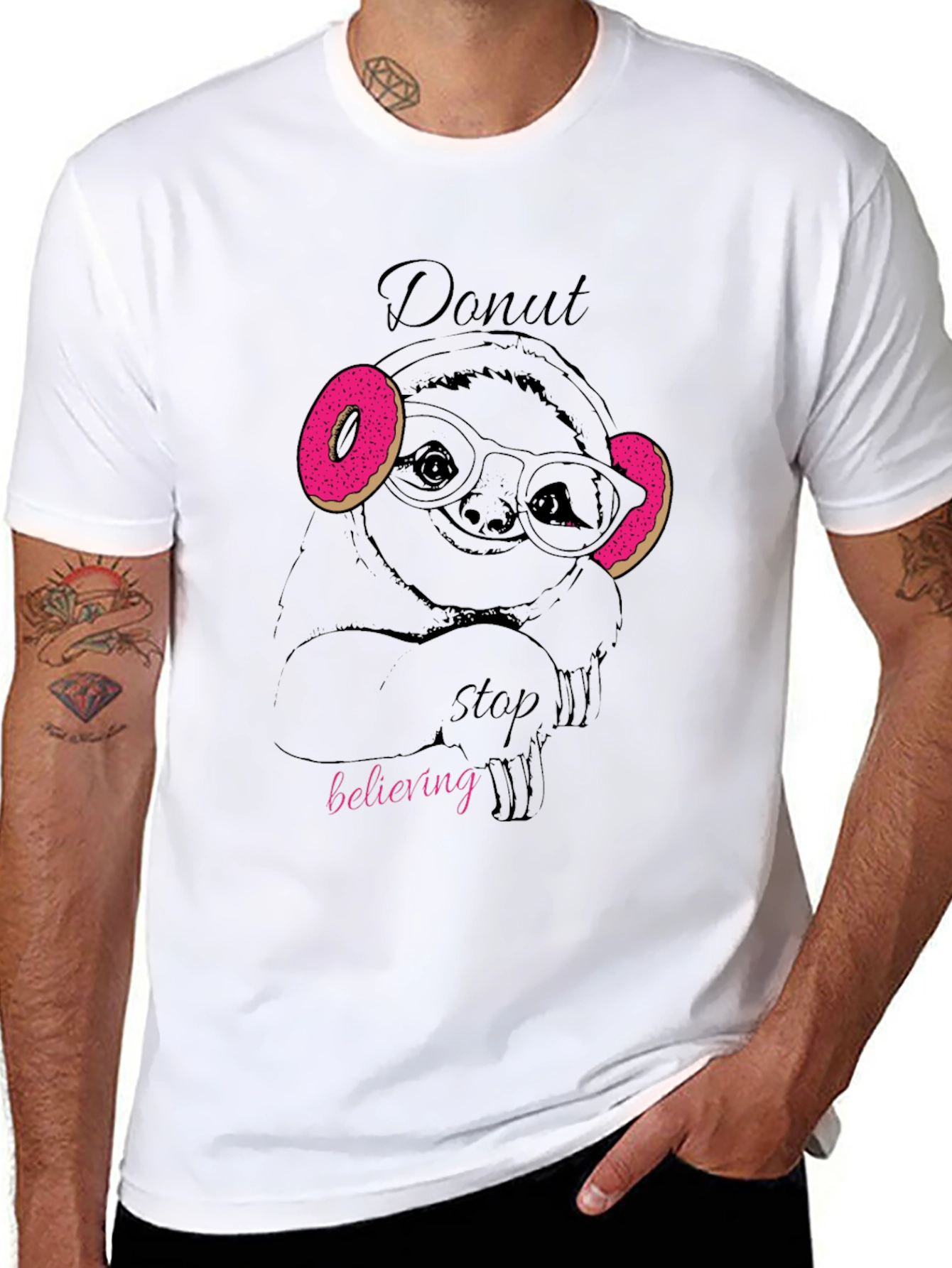 Donut Stop Believing Sloth T-Shirt - Funny Graphic Tee