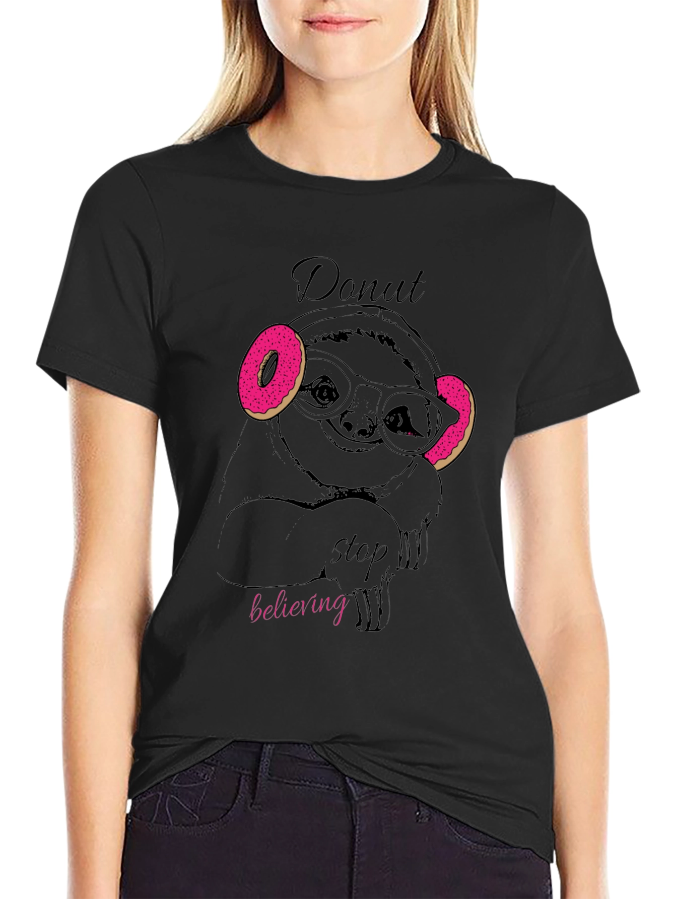Donut Stop Believing Sloth T-Shirt - Funny Graphic Tee