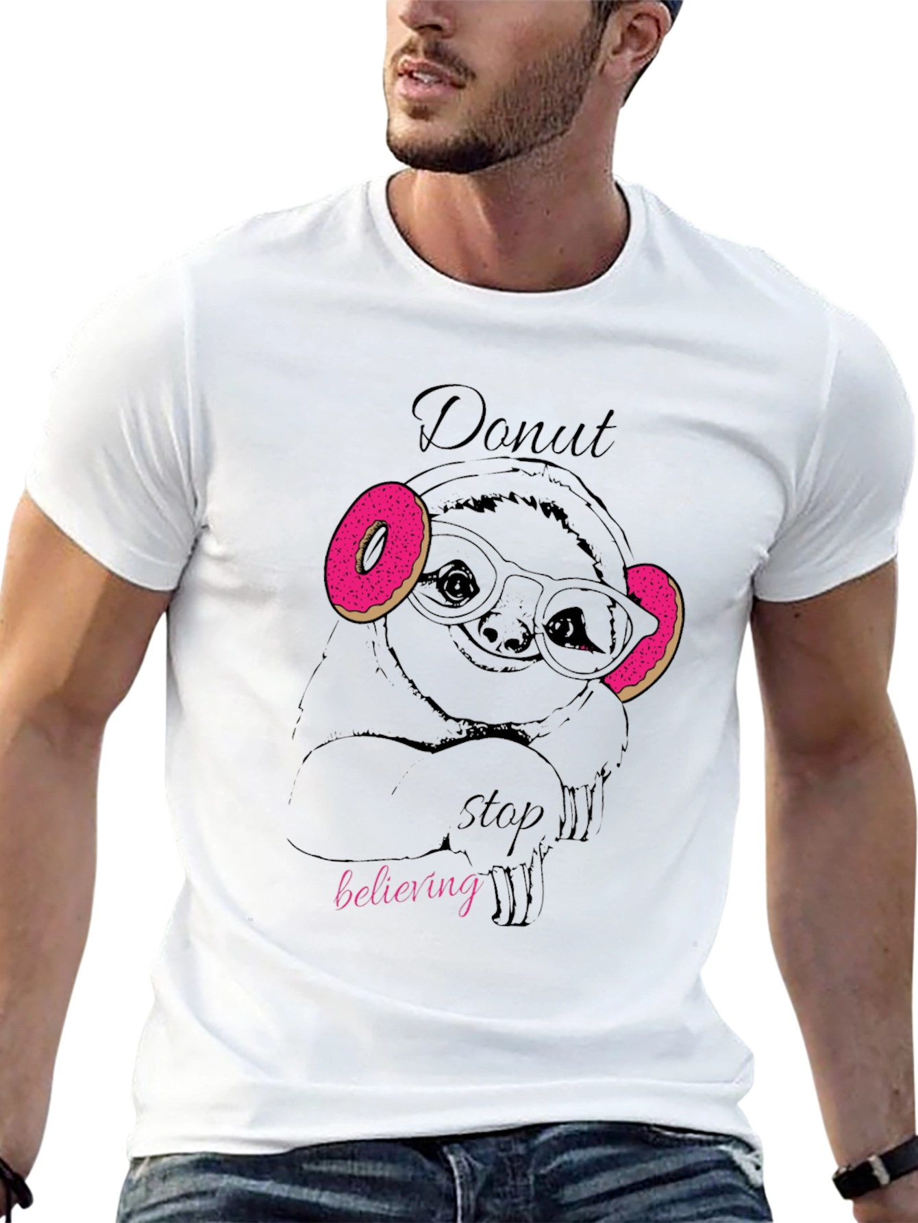 Donut Stop Believing Sloth T-Shirt - Funny Graphic Tee