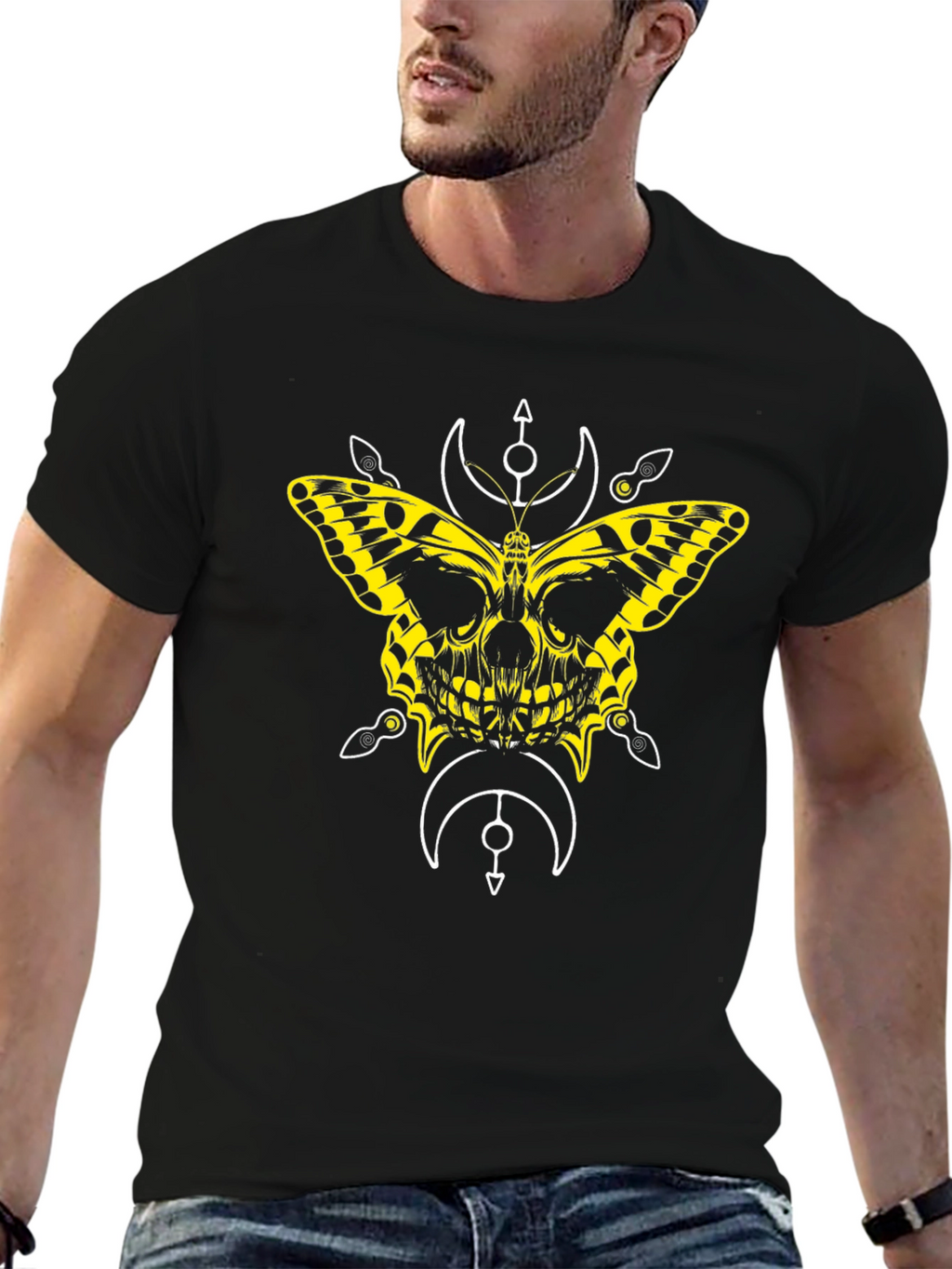 Butterfly Skull Graphic Tee - Black T-Shirt
