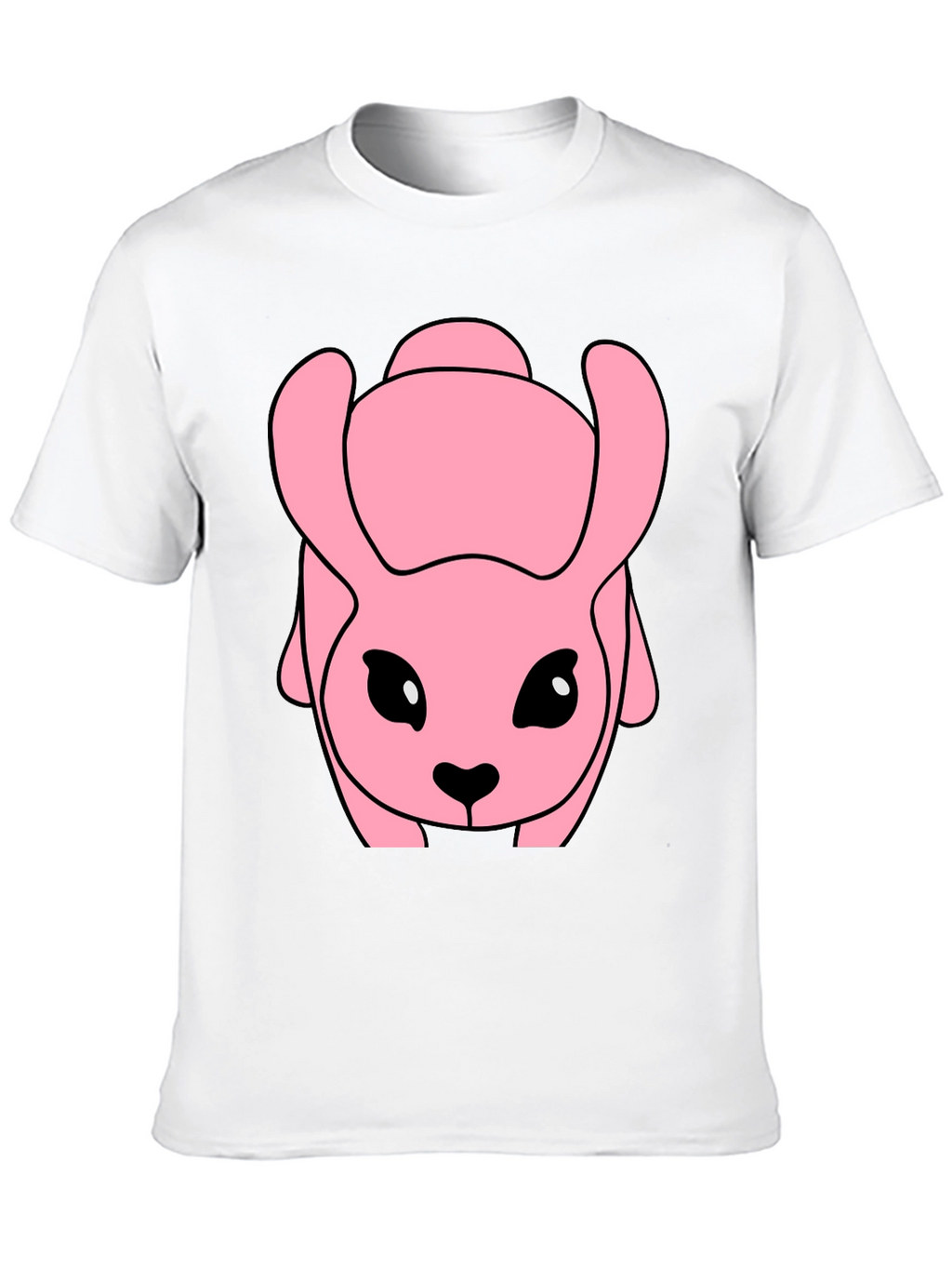 Pink Cartoon Animal Graphic Black T-Shirt