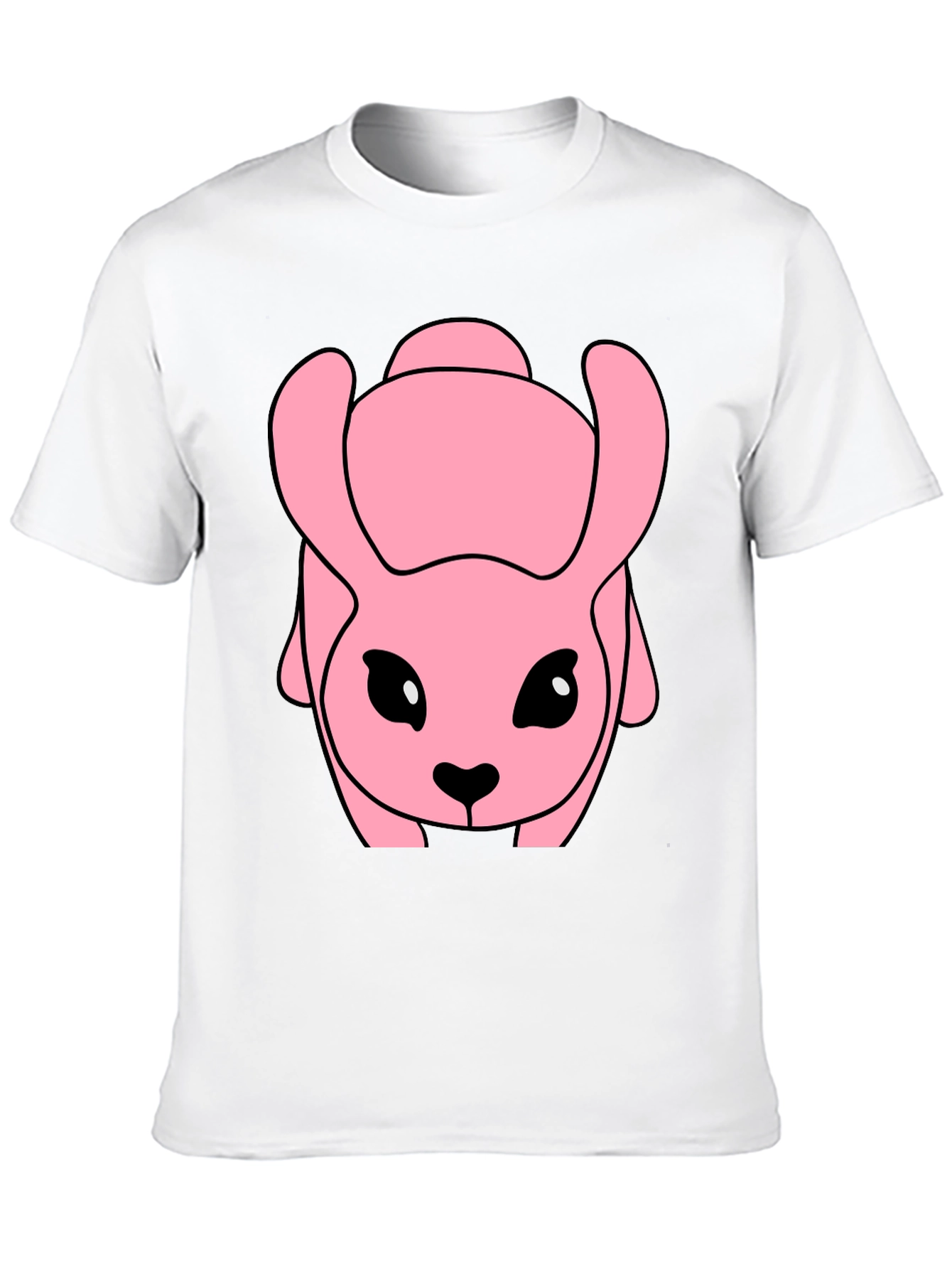 Pink Cartoon Animal Graphic Black T-Shirt