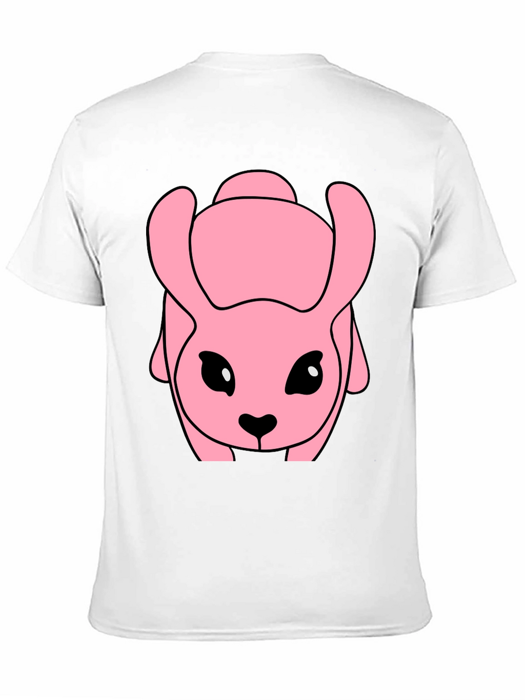 Pink Cartoon Animal Graphic Black T-Shirt