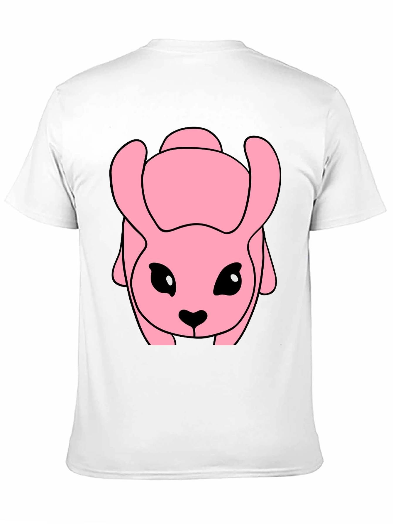 Pink Cartoon Animal Graphic Black T-Shirt