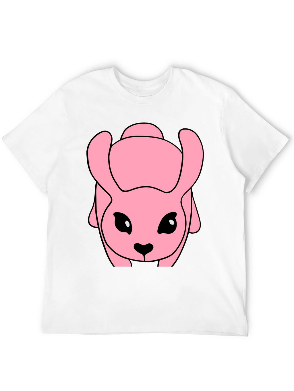 Pink Cartoon Animal Graphic Black T-Shirt