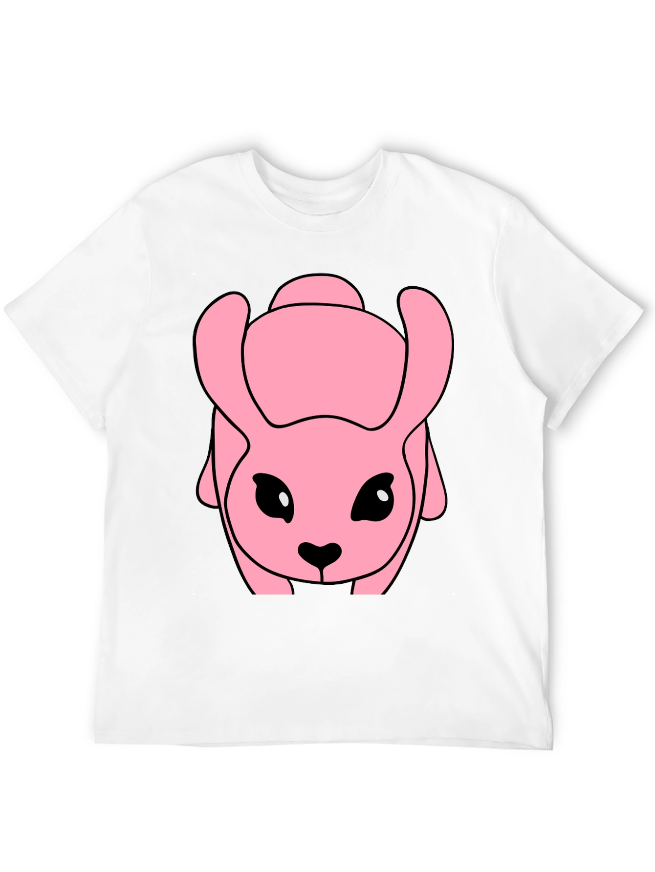 Pink Cartoon Animal Graphic Black T-Shirt