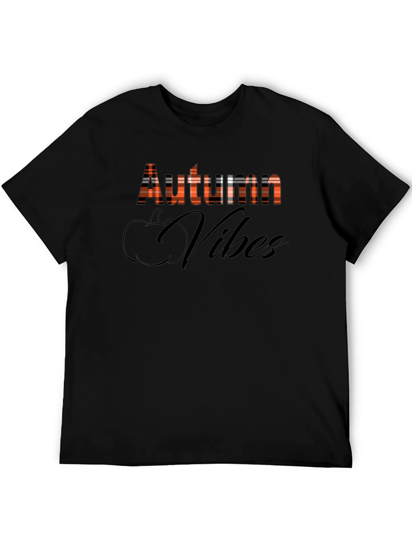 Autumn Vibes Plaid Graphic T-Shirt - Fall Season Tee