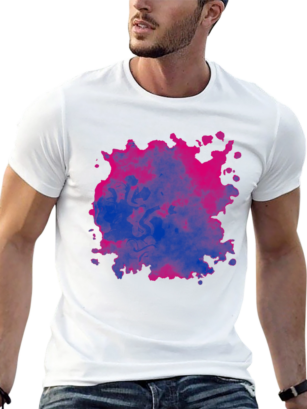 Bi Pride Splash T-Shirt - Black Cotton Blend