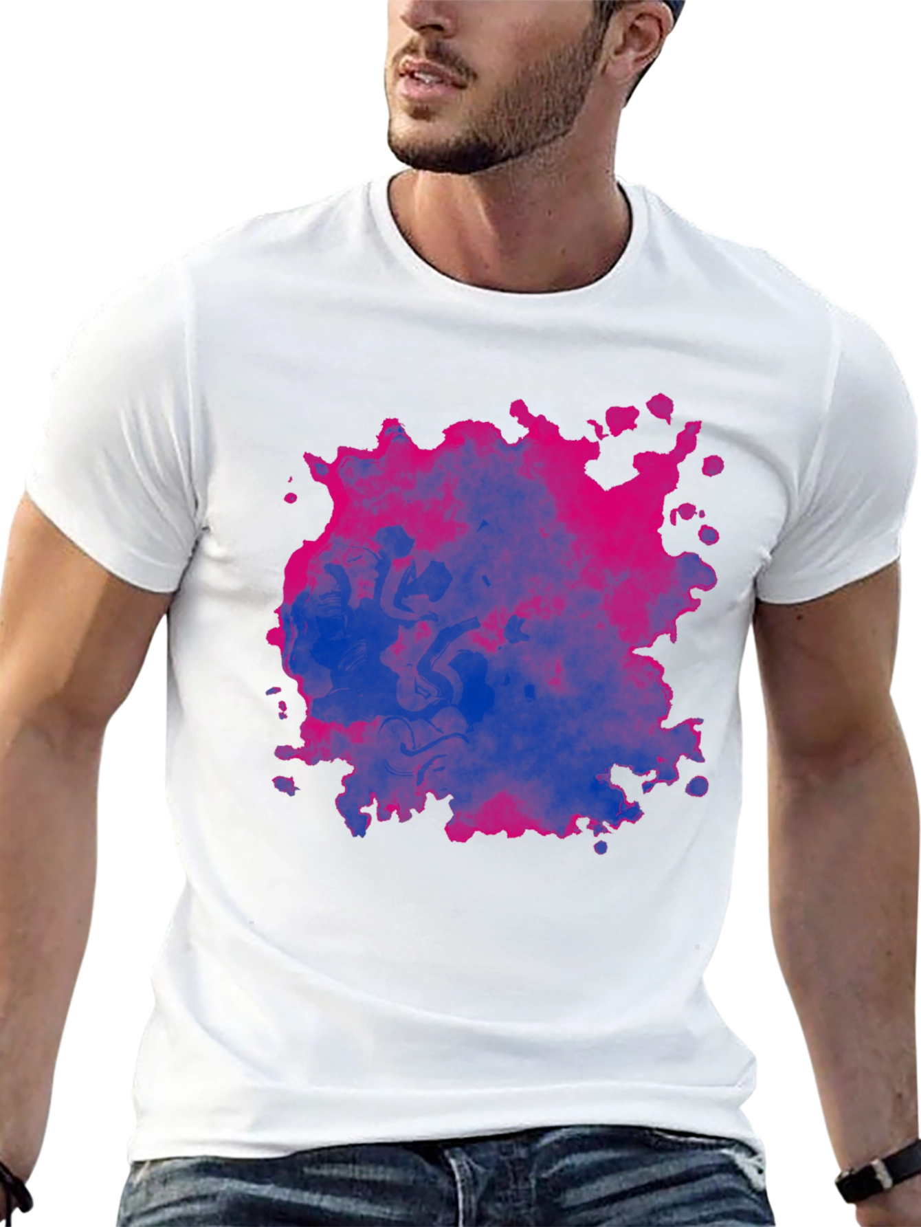 Bi Pride Splash T-Shirt - Black Cotton Blend