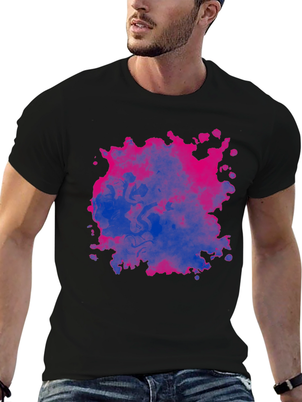 Bi Pride Splash T-Shirt - Black Cotton Blend