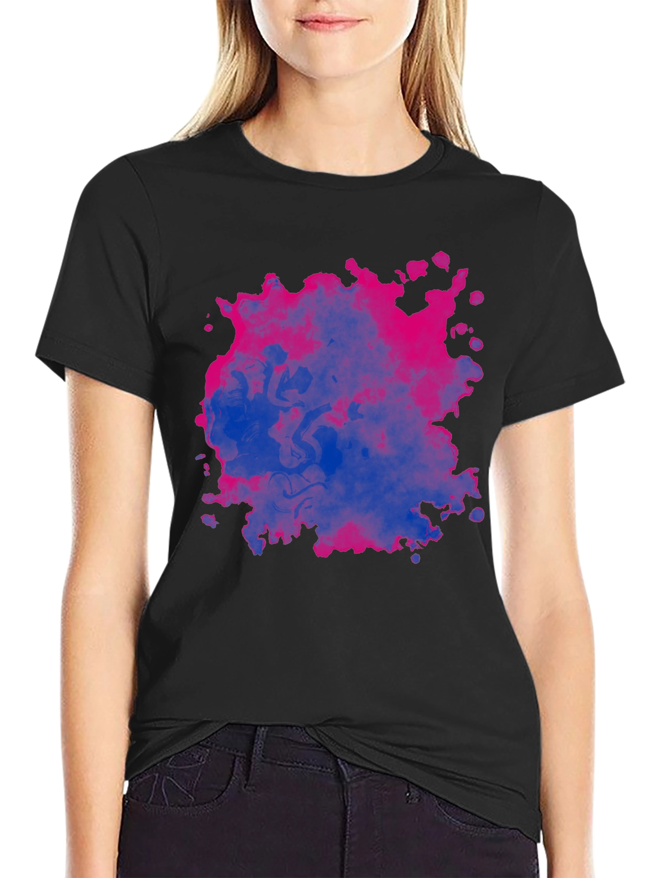 Bi Pride Splash T-Shirt - Black Cotton Blend