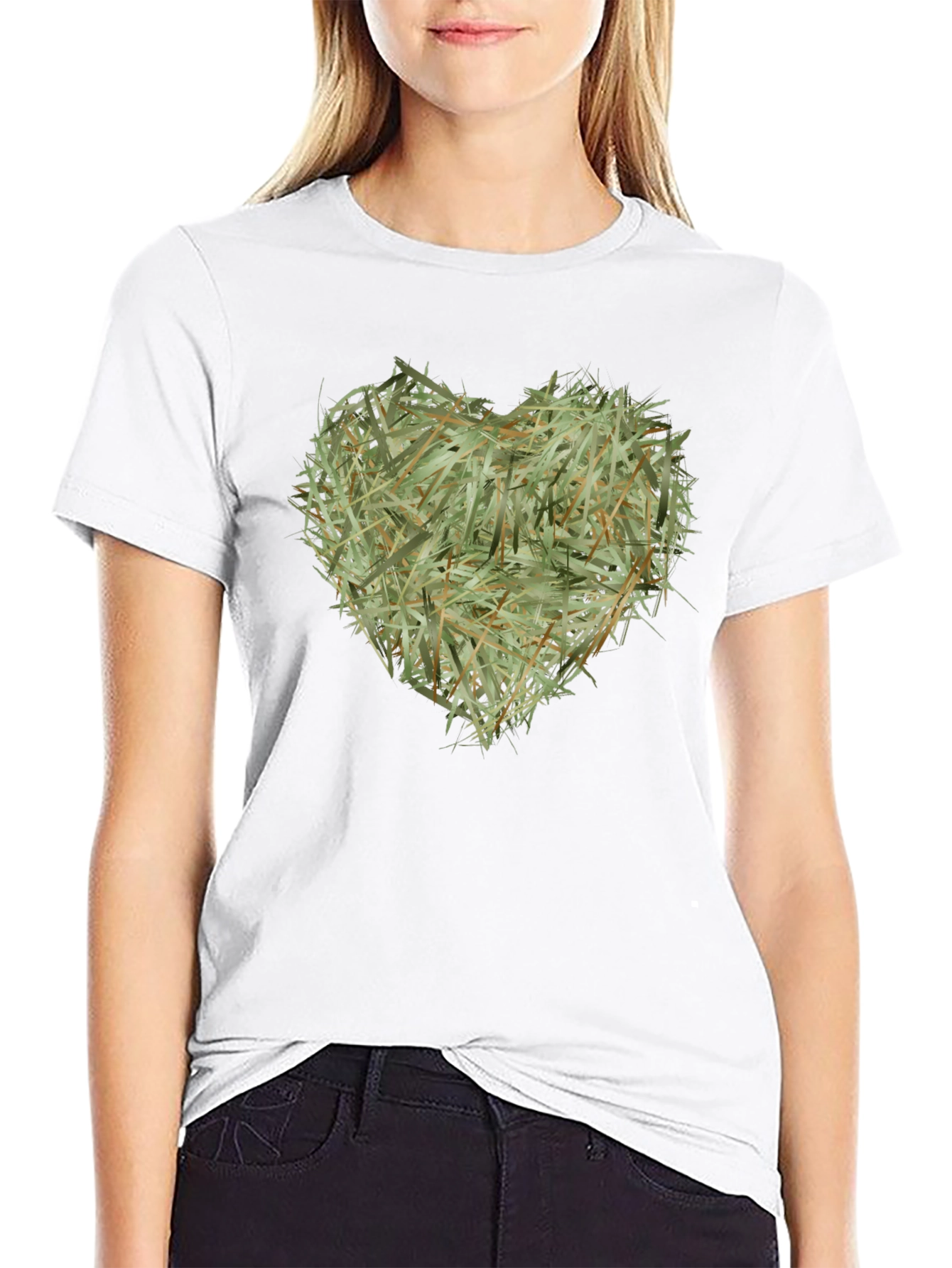 Hay Heart Graphic Tee - Nature Inspired Black T-Shirt