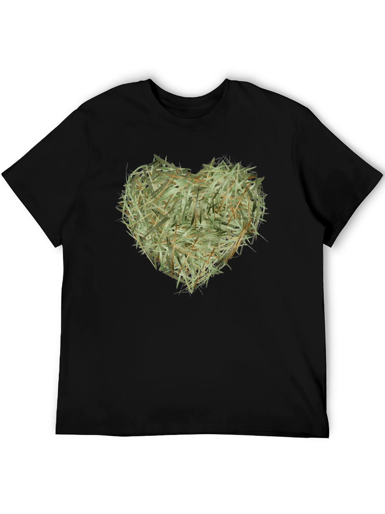 Hay Heart Graphic Tee - Nature Inspired Black T-Shirt