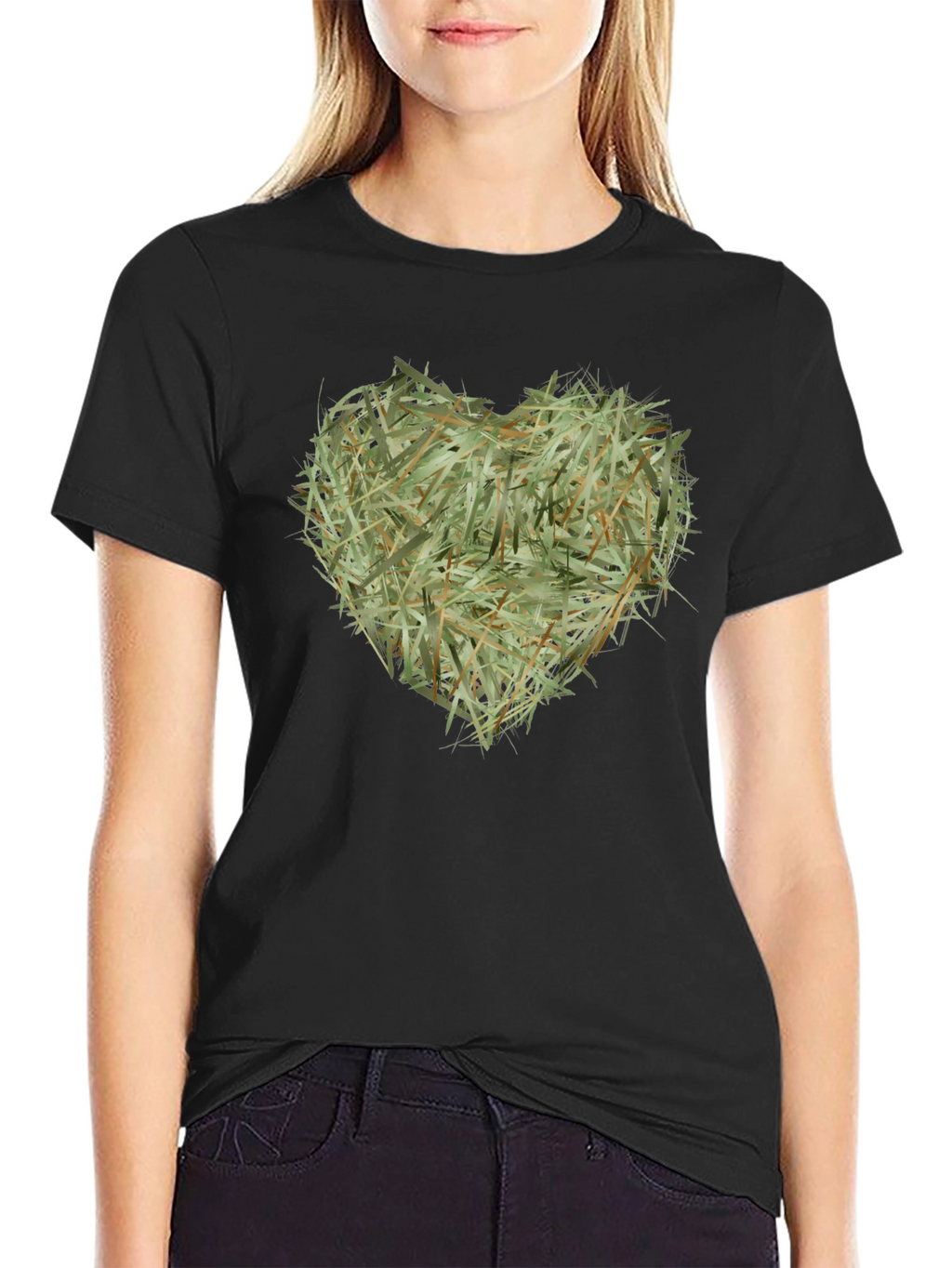 Hay Heart Graphic Tee - Nature Inspired Black T-Shirt