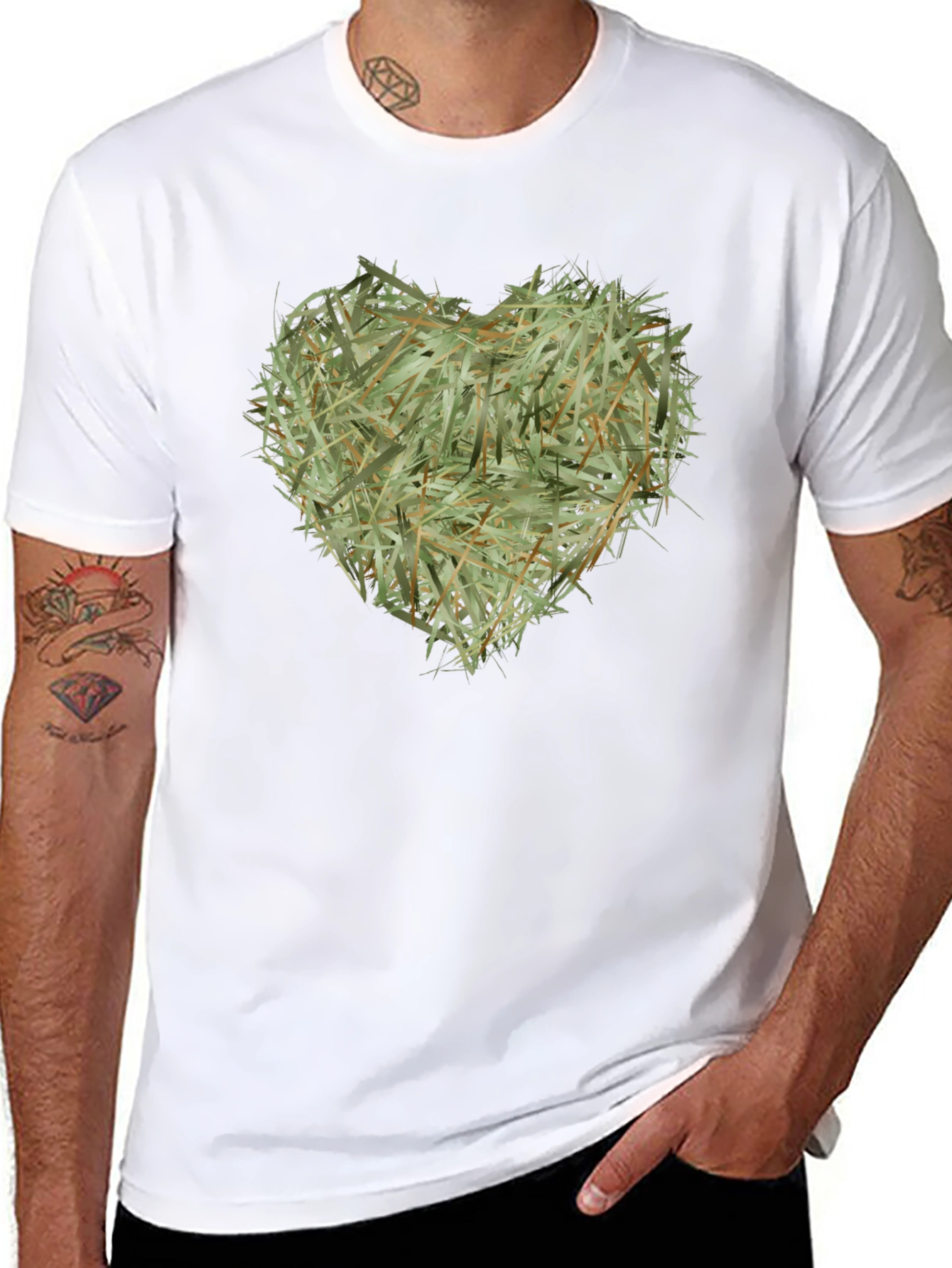 Hay Heart Graphic Tee - Nature Inspired Black T-Shirt
