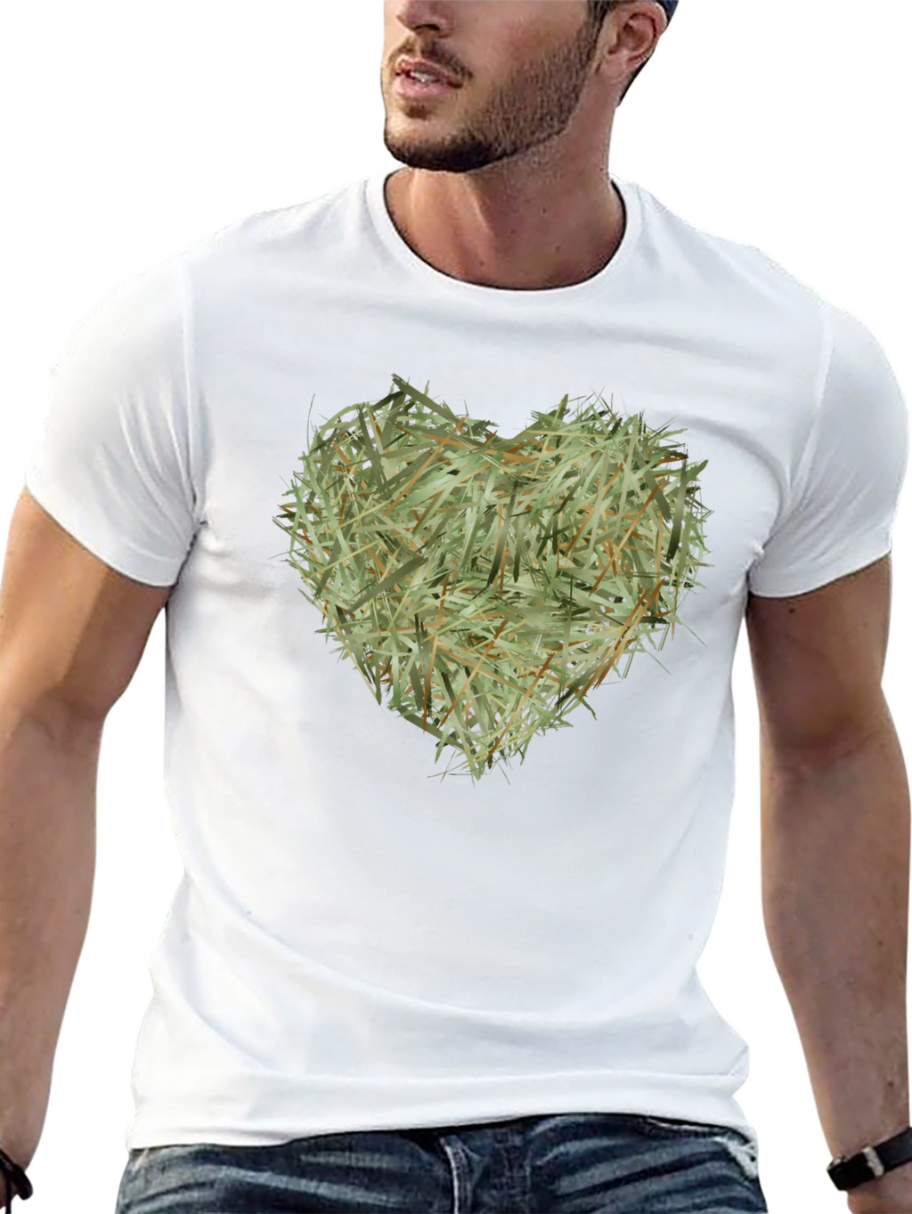 Hay Heart Graphic Tee - Nature Inspired Black T-Shirt