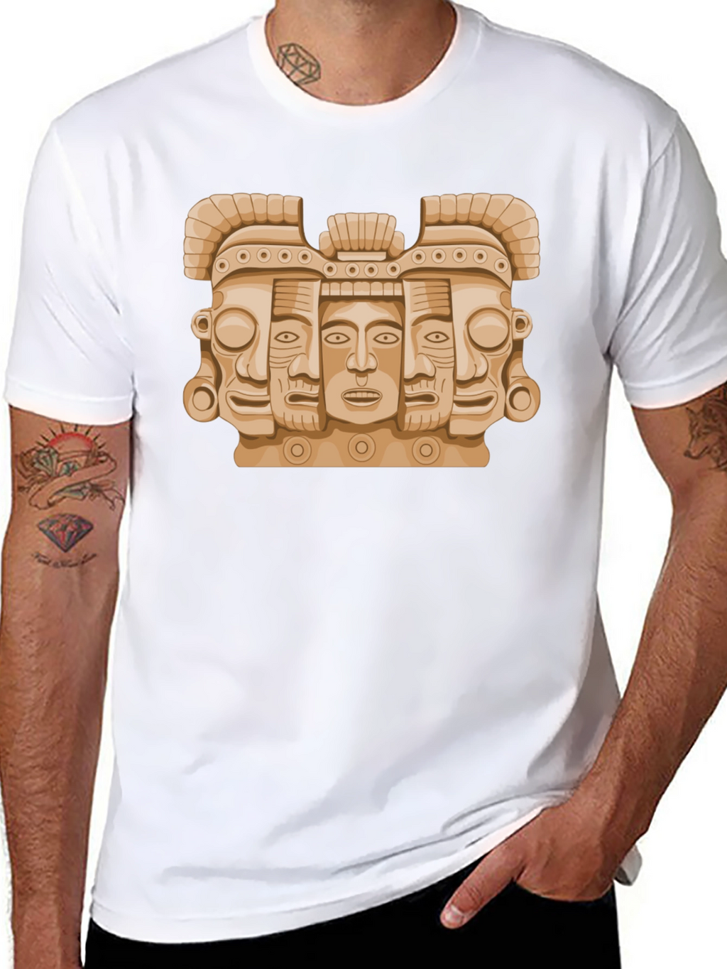 Aztec Art Graphic Tee - Stylish Mens Black T-Shirt