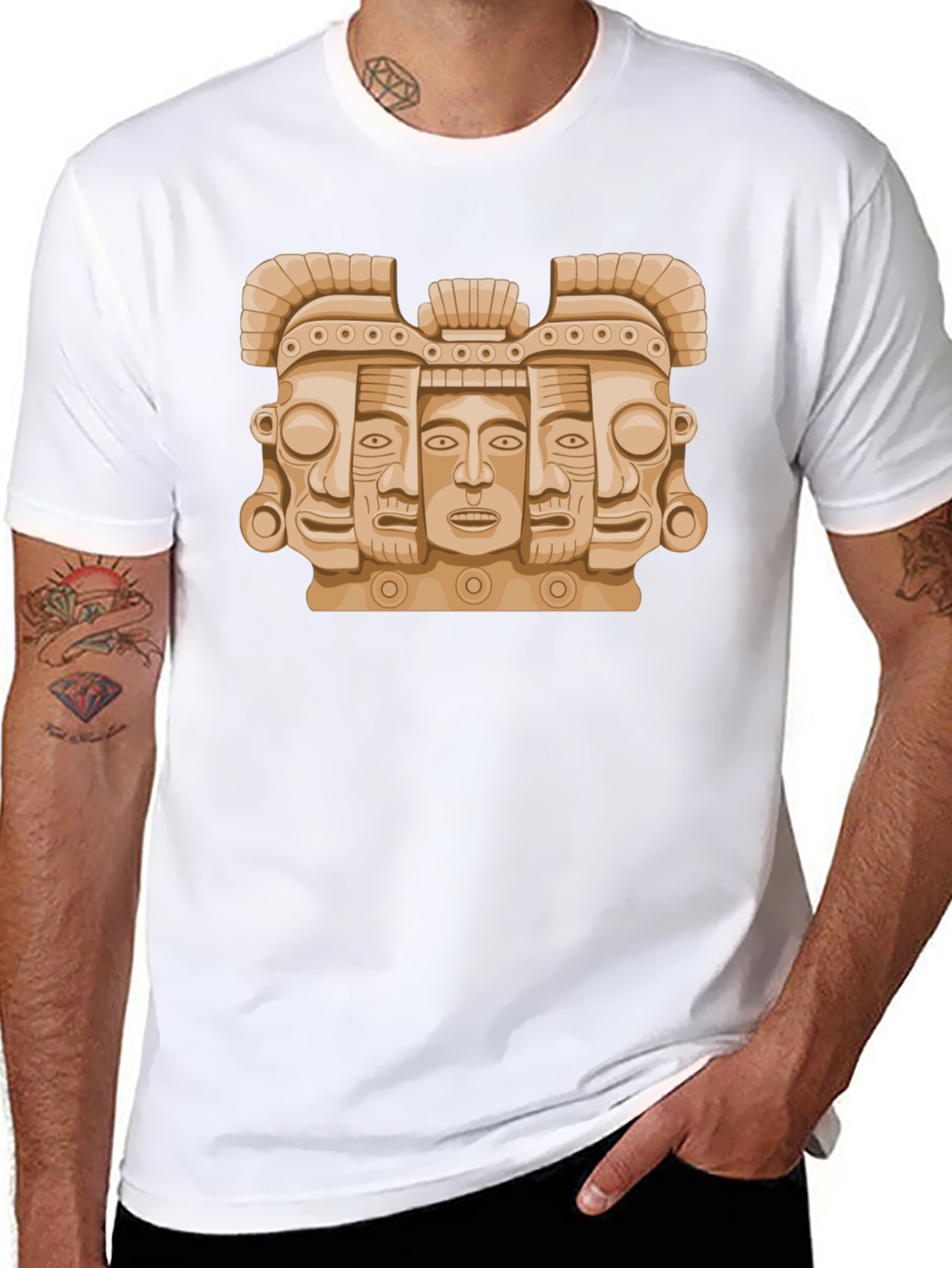 Aztec Art Graphic Tee - Stylish Mens Black T-Shirt