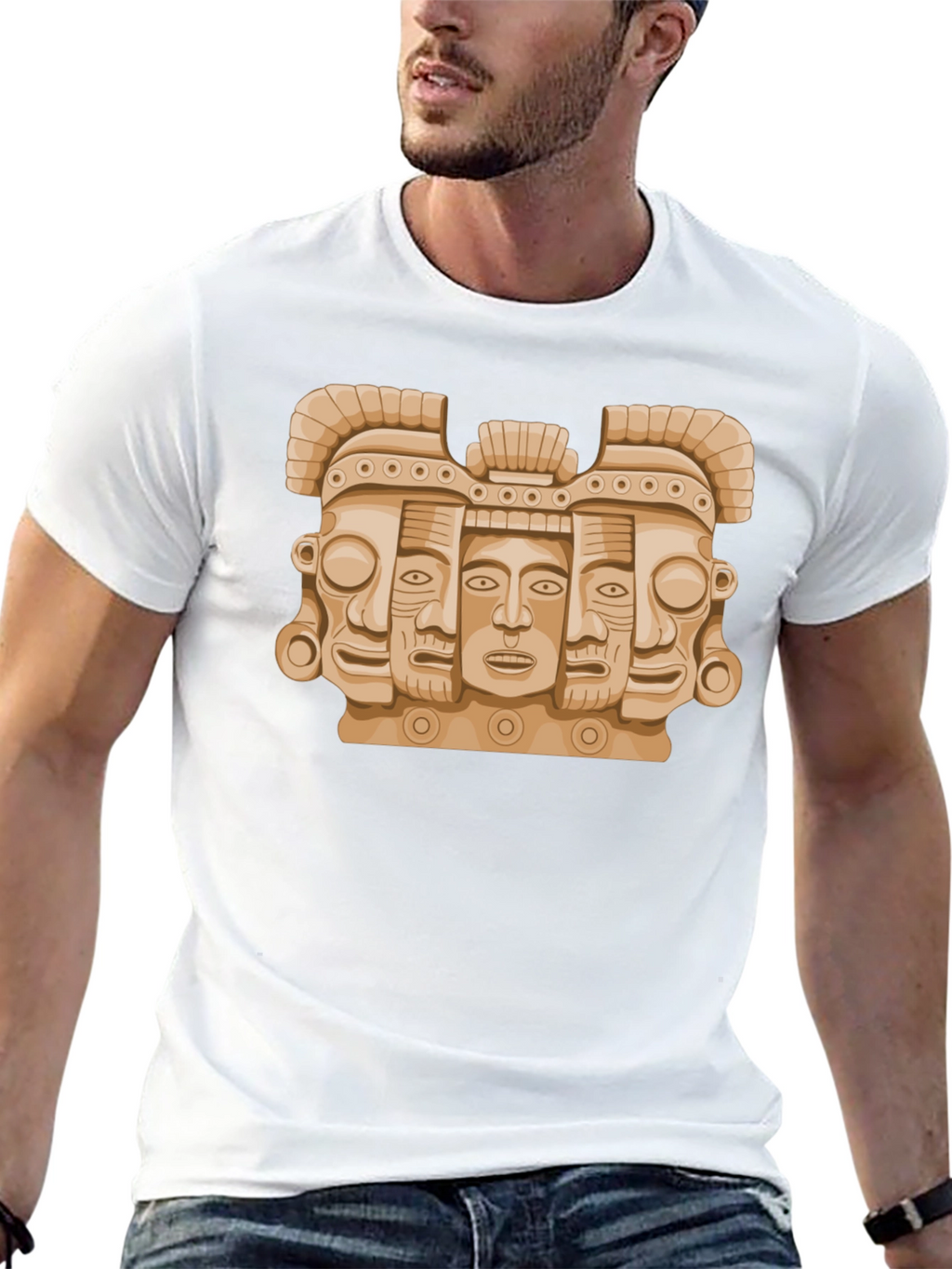 Aztec Art Graphic Tee - Stylish Mens Black T-Shirt