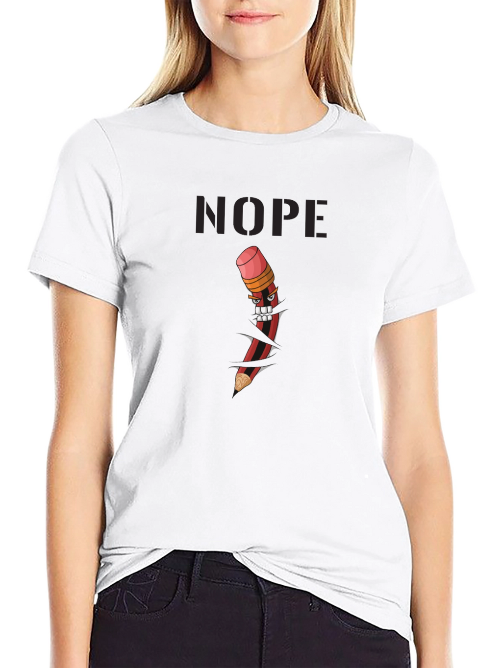 Nope Pencil Graphic Black T-Shirt