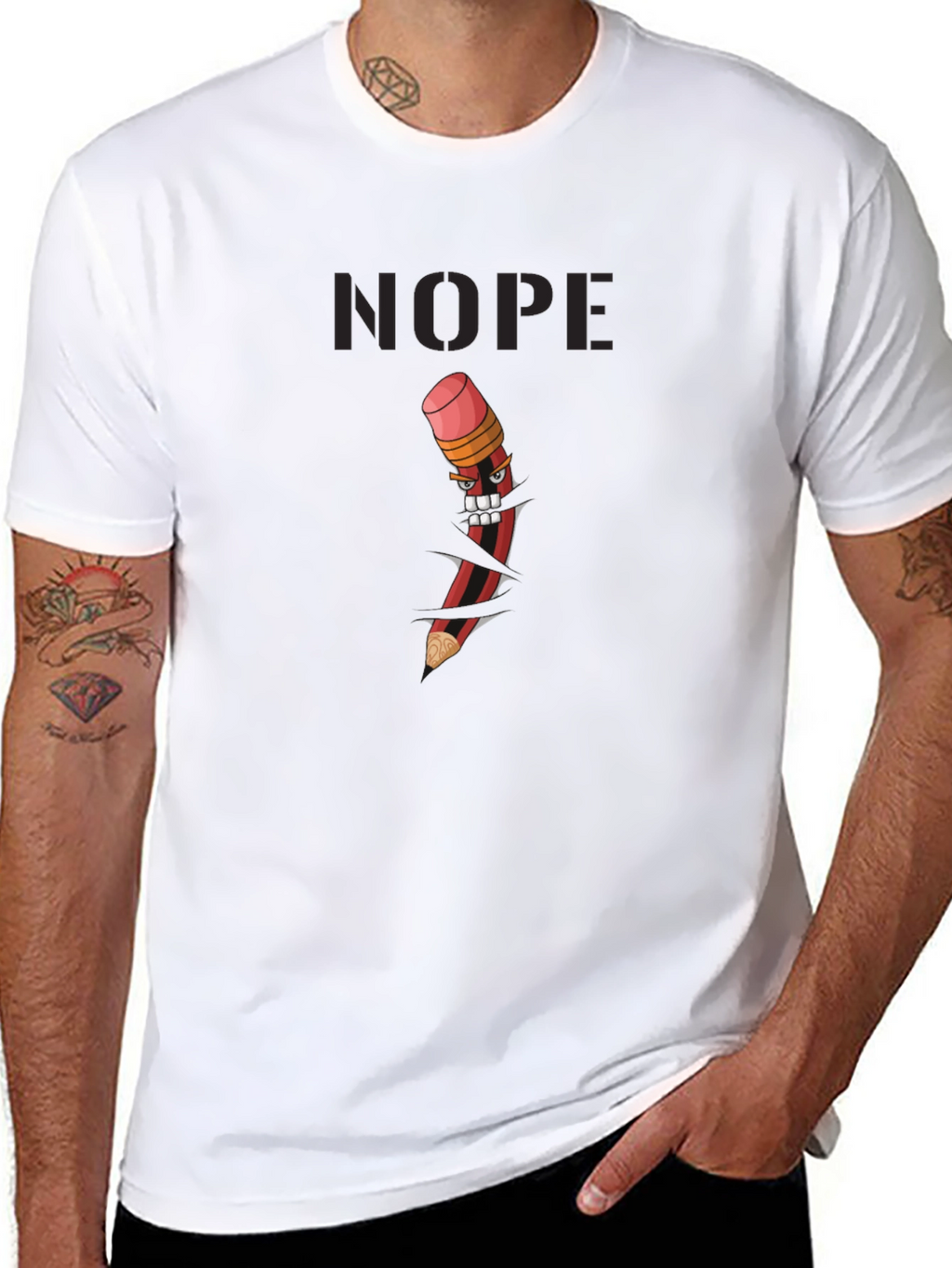 Nope Pencil Graphic Black T-Shirt