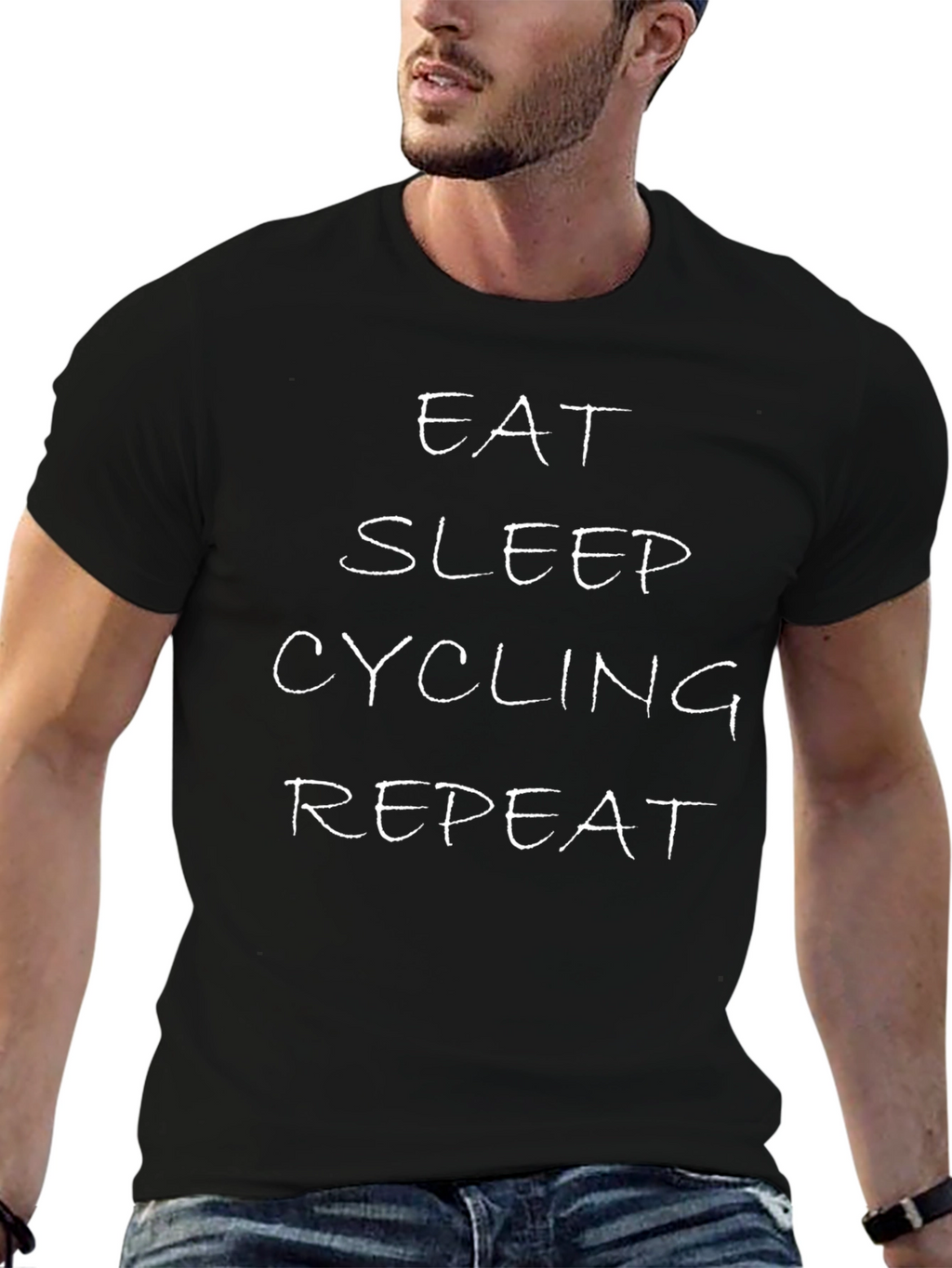 Eat Sleep Cycling Repeat Black T-Shirt
