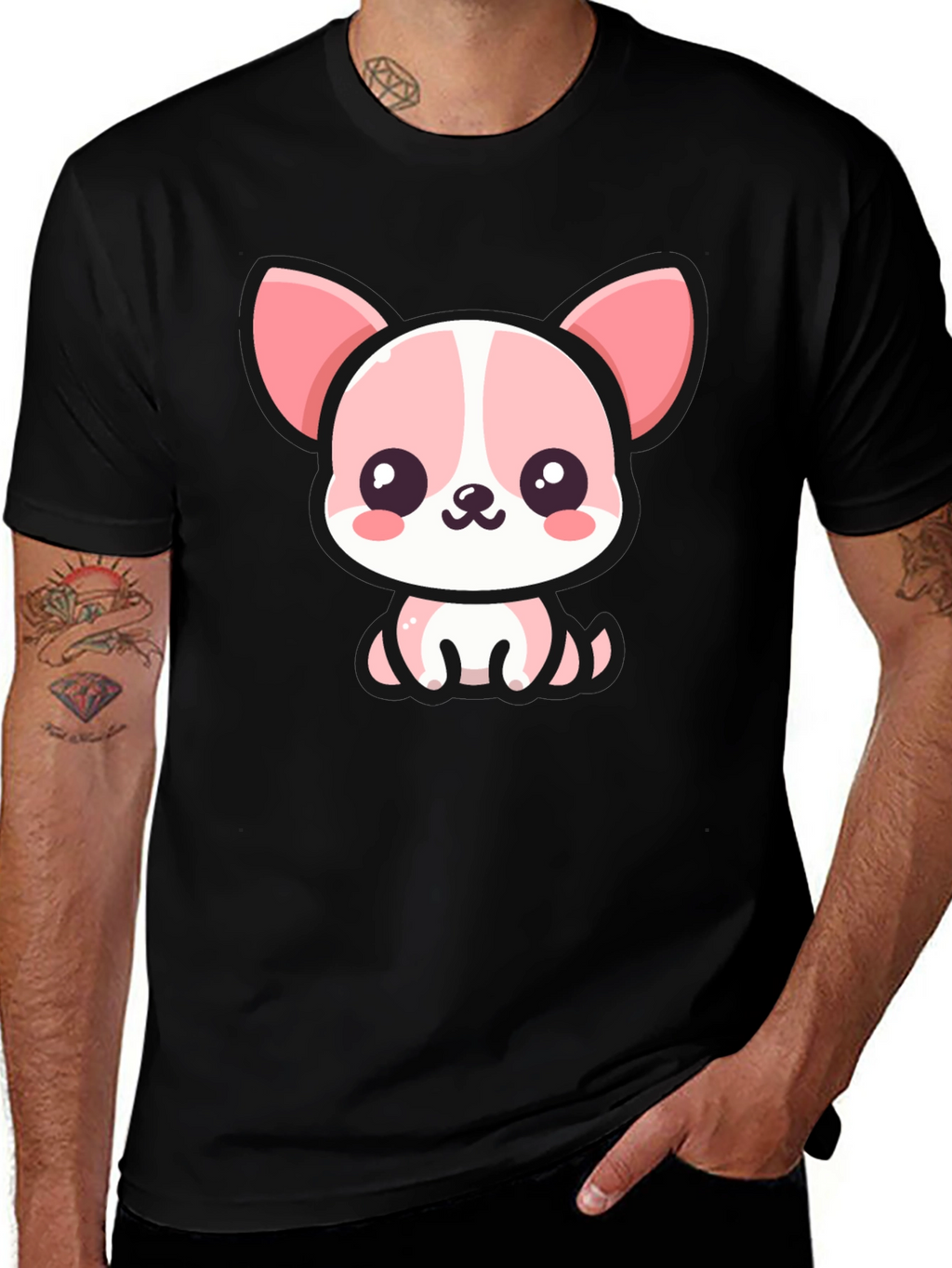 Kawaii Puppy Graphic Tee - Cute Cartoon Dog T-Shirt