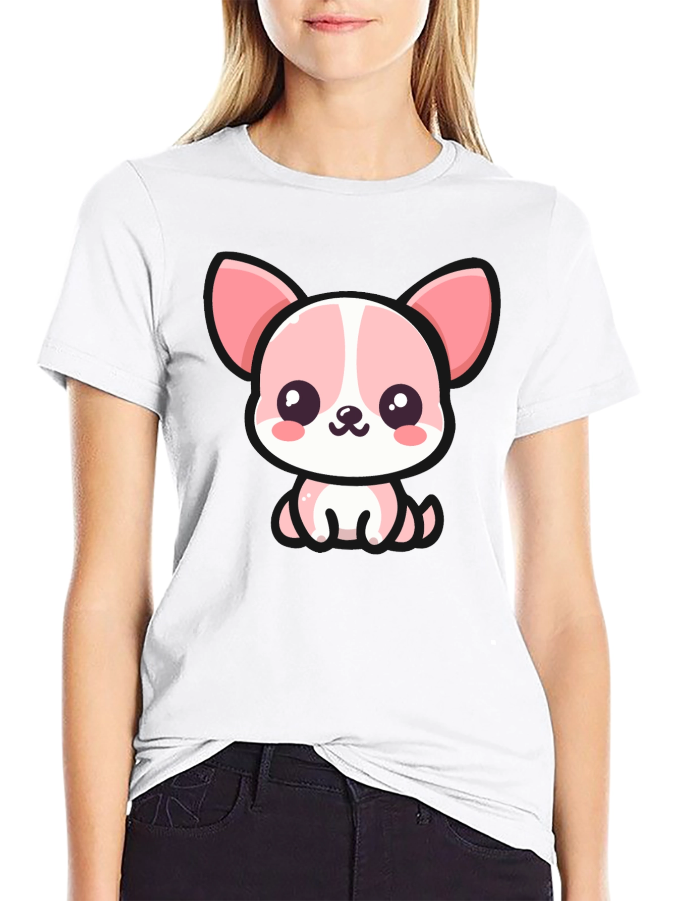 Kawaii Puppy Graphic Tee - Cute Cartoon Dog T-Shirt