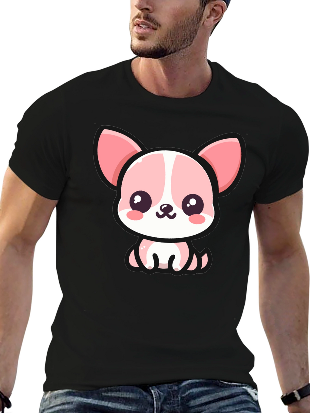 Kawaii Puppy Graphic Tee - Cute Cartoon Dog T-Shirt
