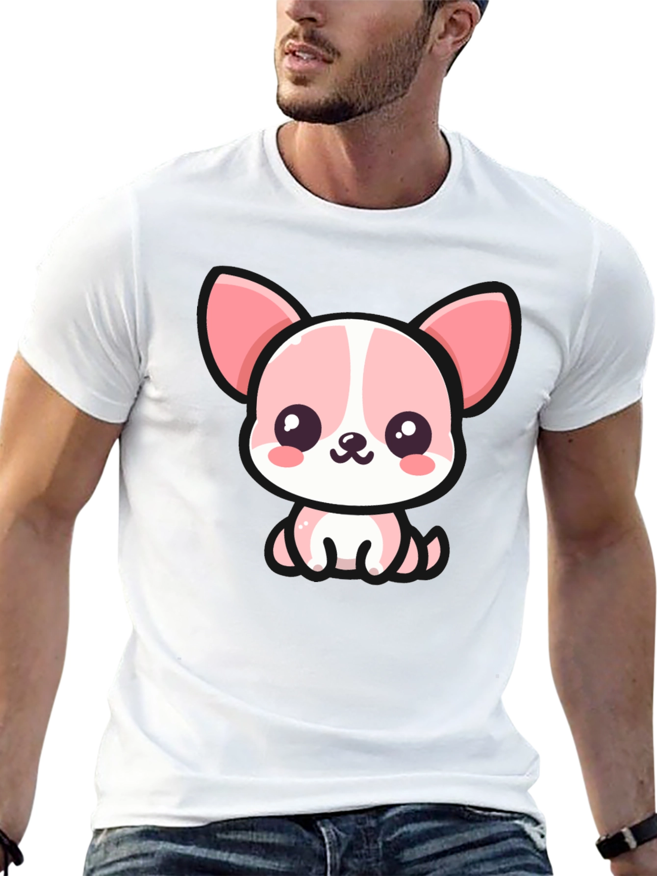 Kawaii Puppy Graphic Tee - Cute Cartoon Dog T-Shirt