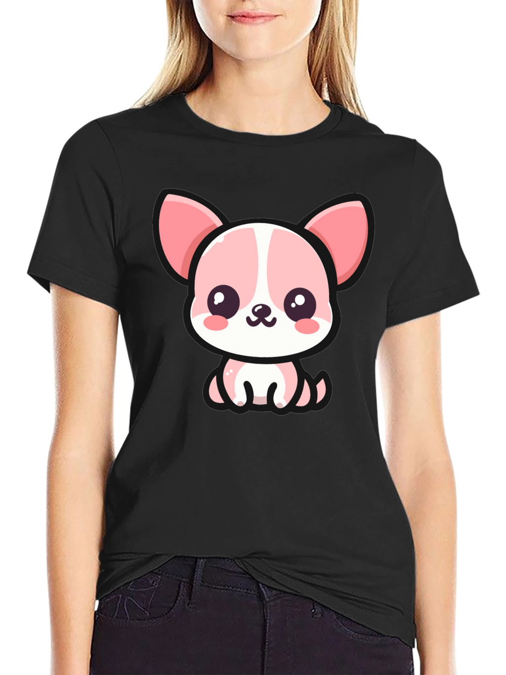 Kawaii Puppy Graphic Tee - Cute Cartoon Dog T-Shirt