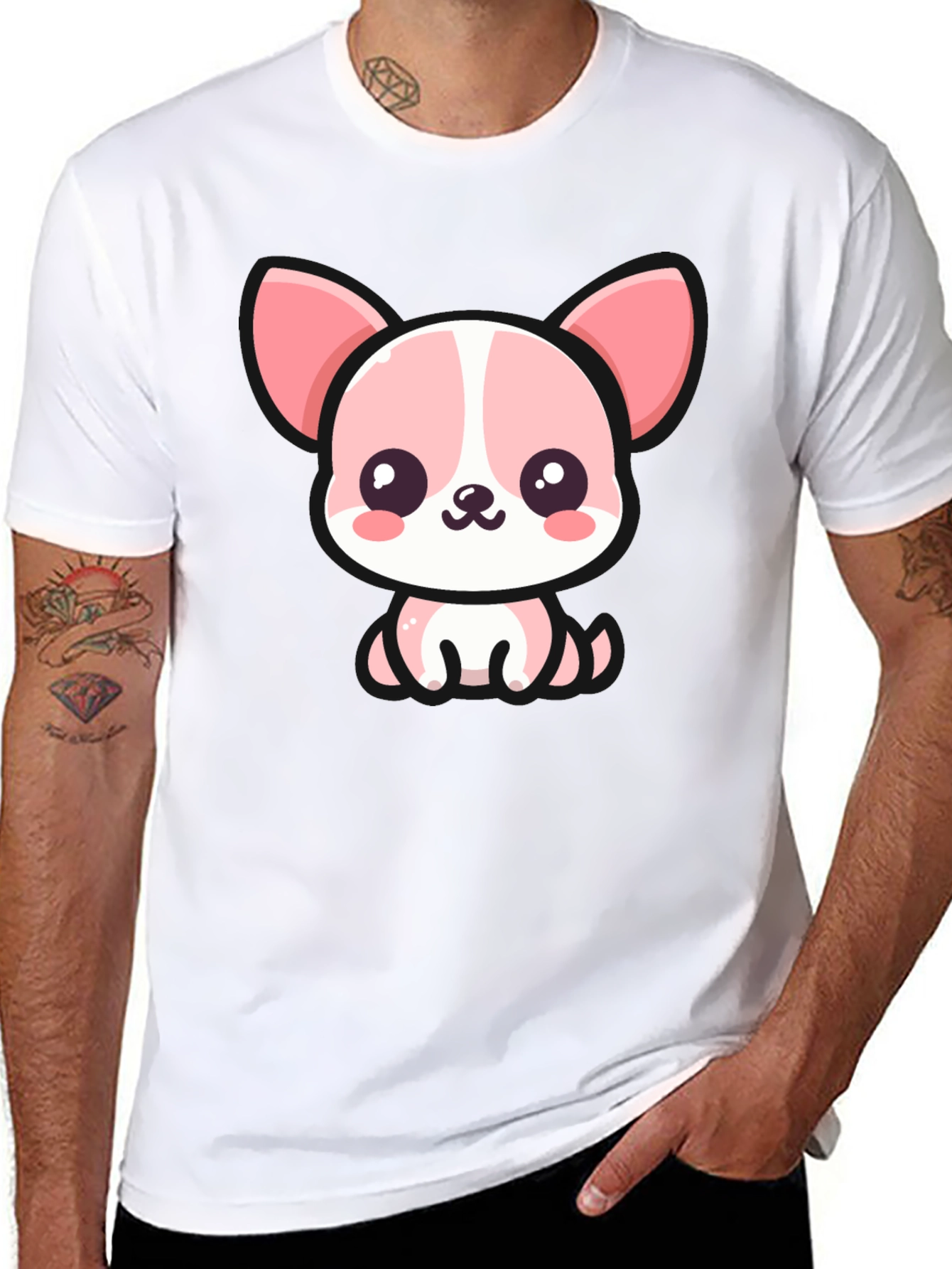 Kawaii Puppy Graphic Tee - Cute Cartoon Dog T-Shirt
