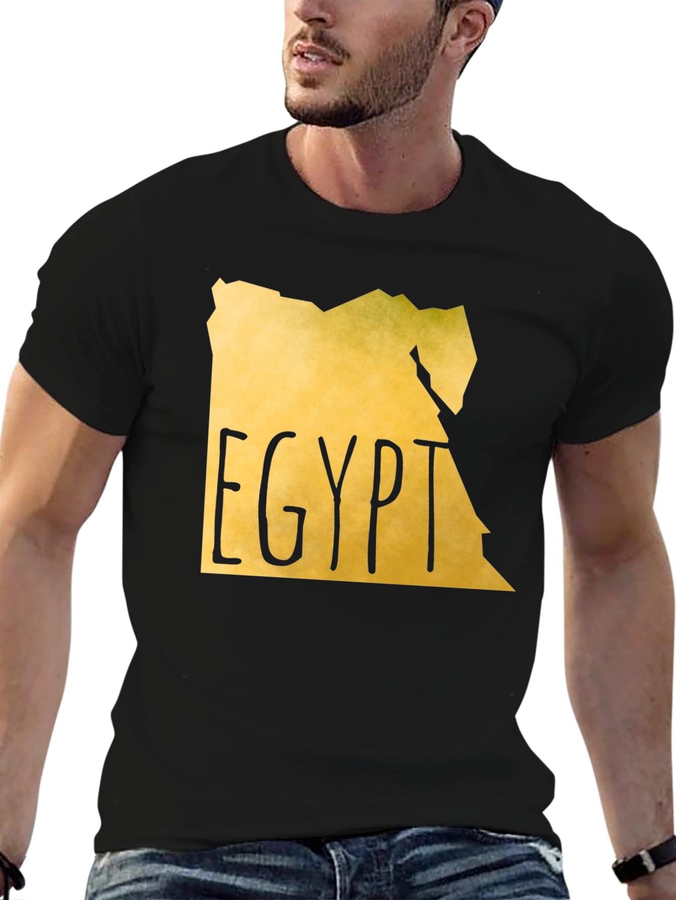 Egypt Map T-Shirt - Black Cotton Graphic Tee