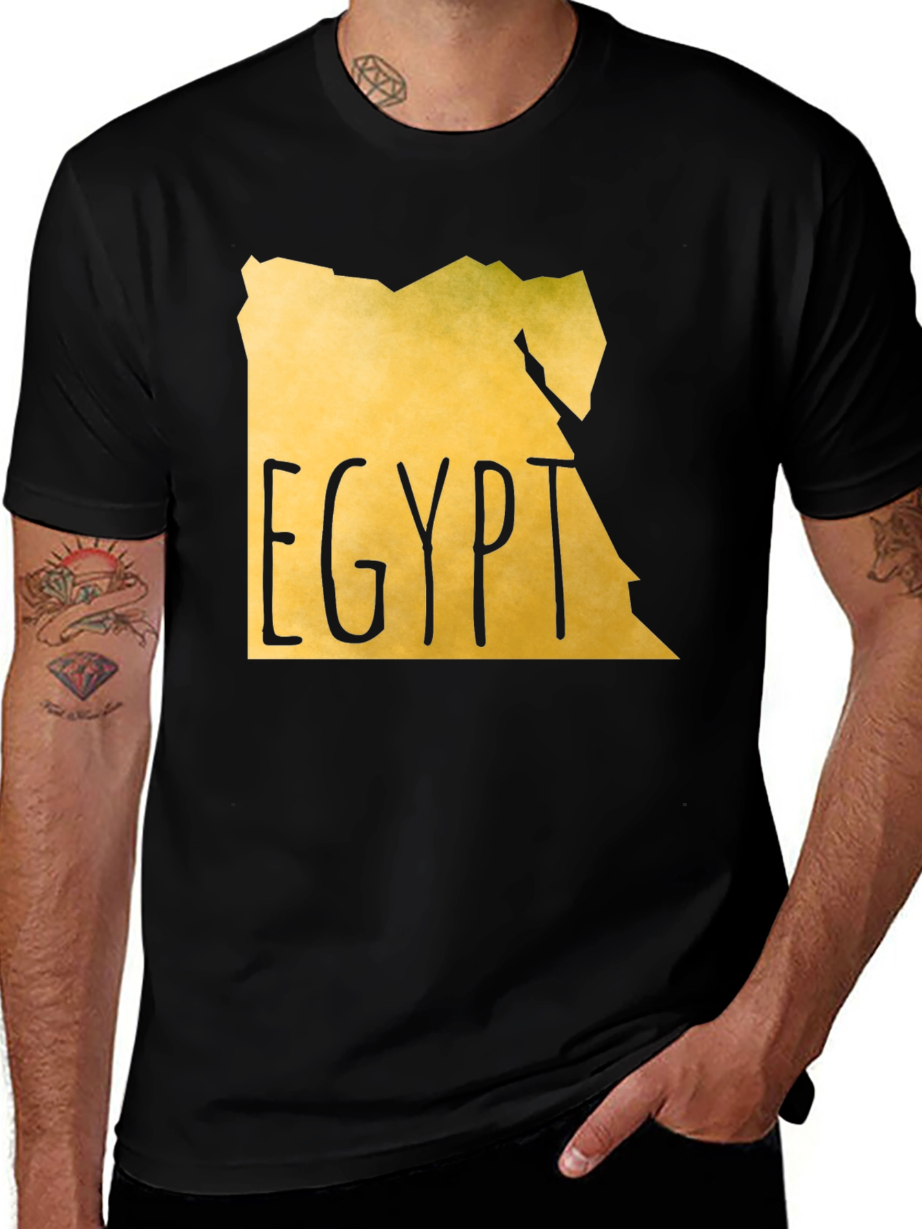 Egypt Map T-Shirt - Black Cotton Graphic Tee