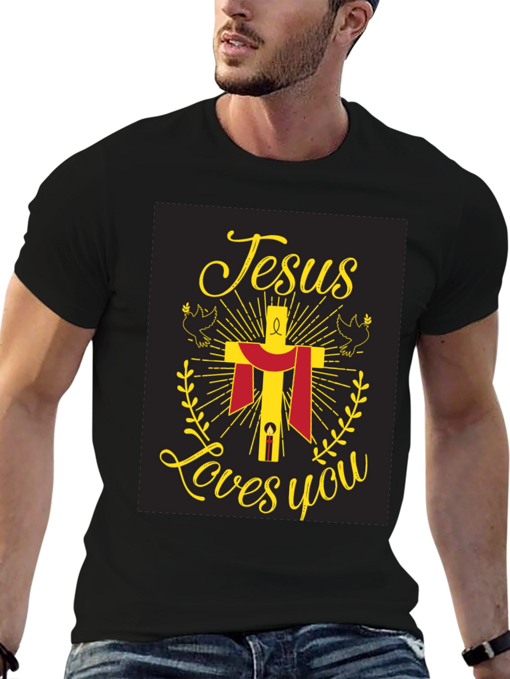 Jesus Loves You Graphic Tee - Black