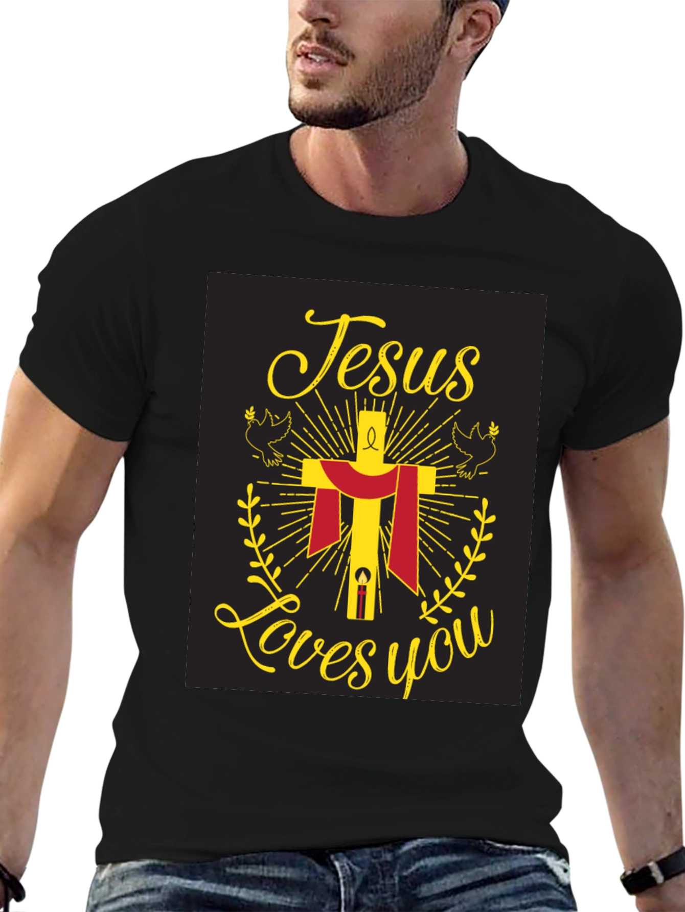 Jesus Loves You Graphic Tee - Black