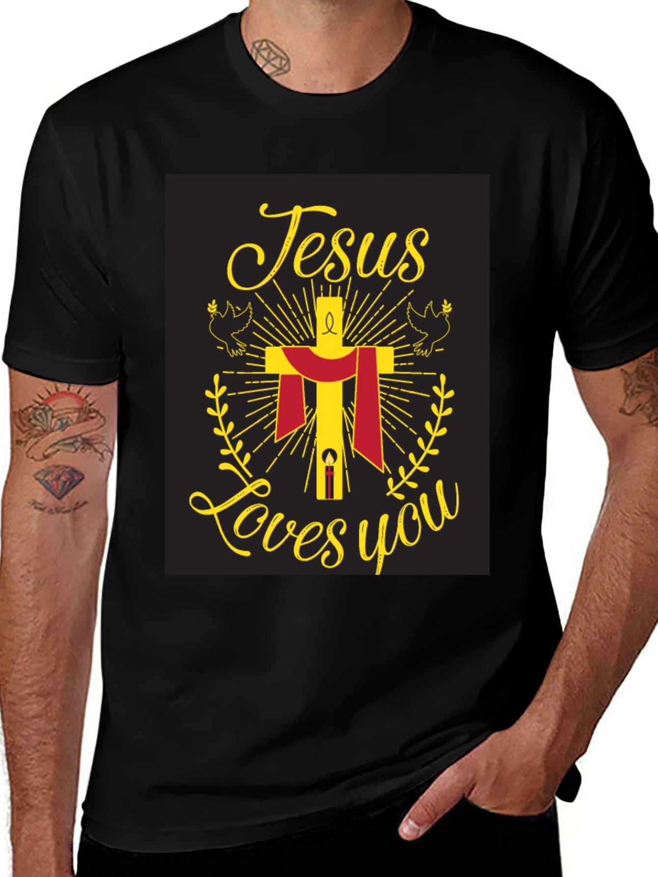 Jesus Loves You Graphic Tee - Black