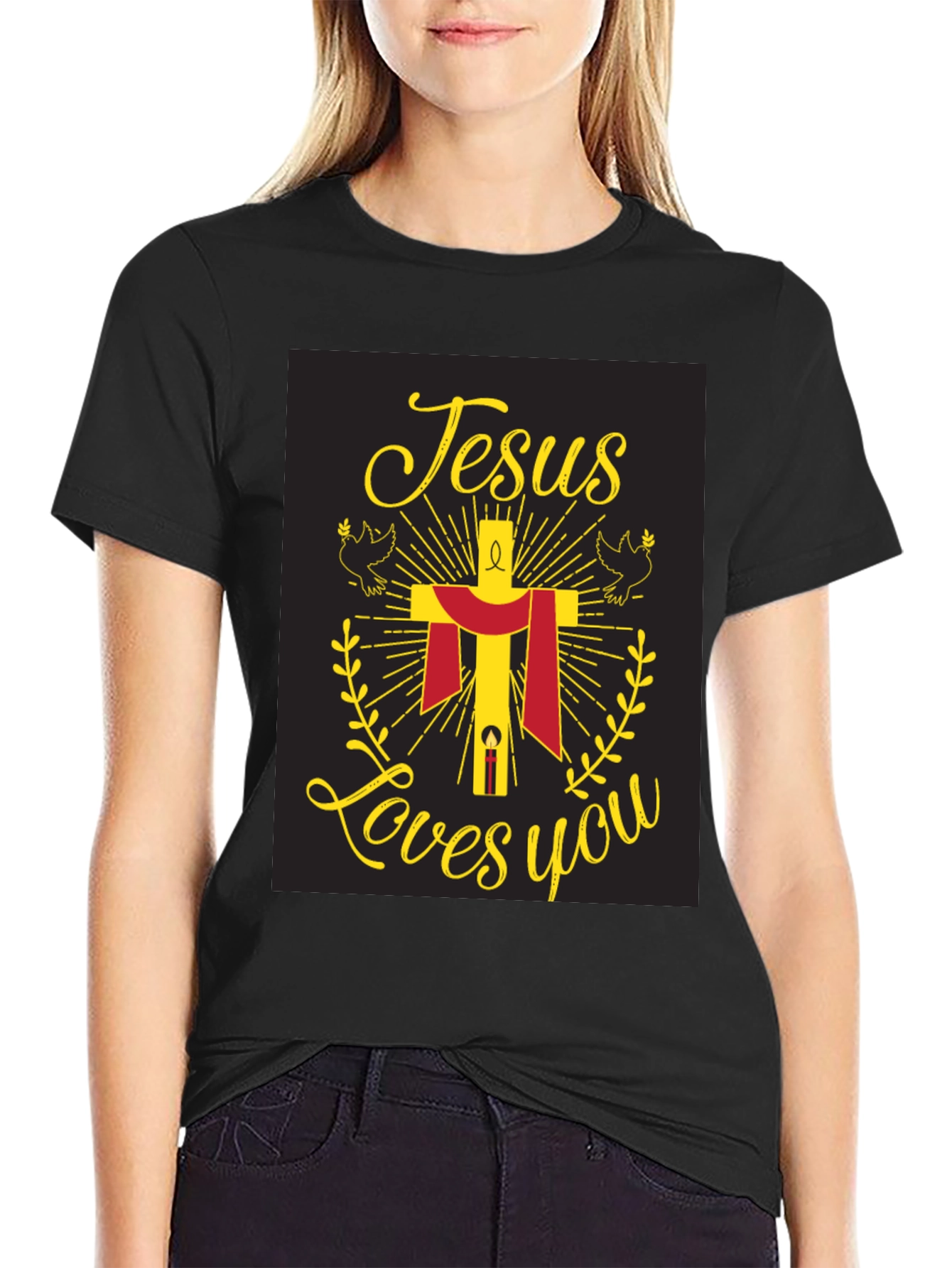 Jesus Loves You Graphic Tee - Black