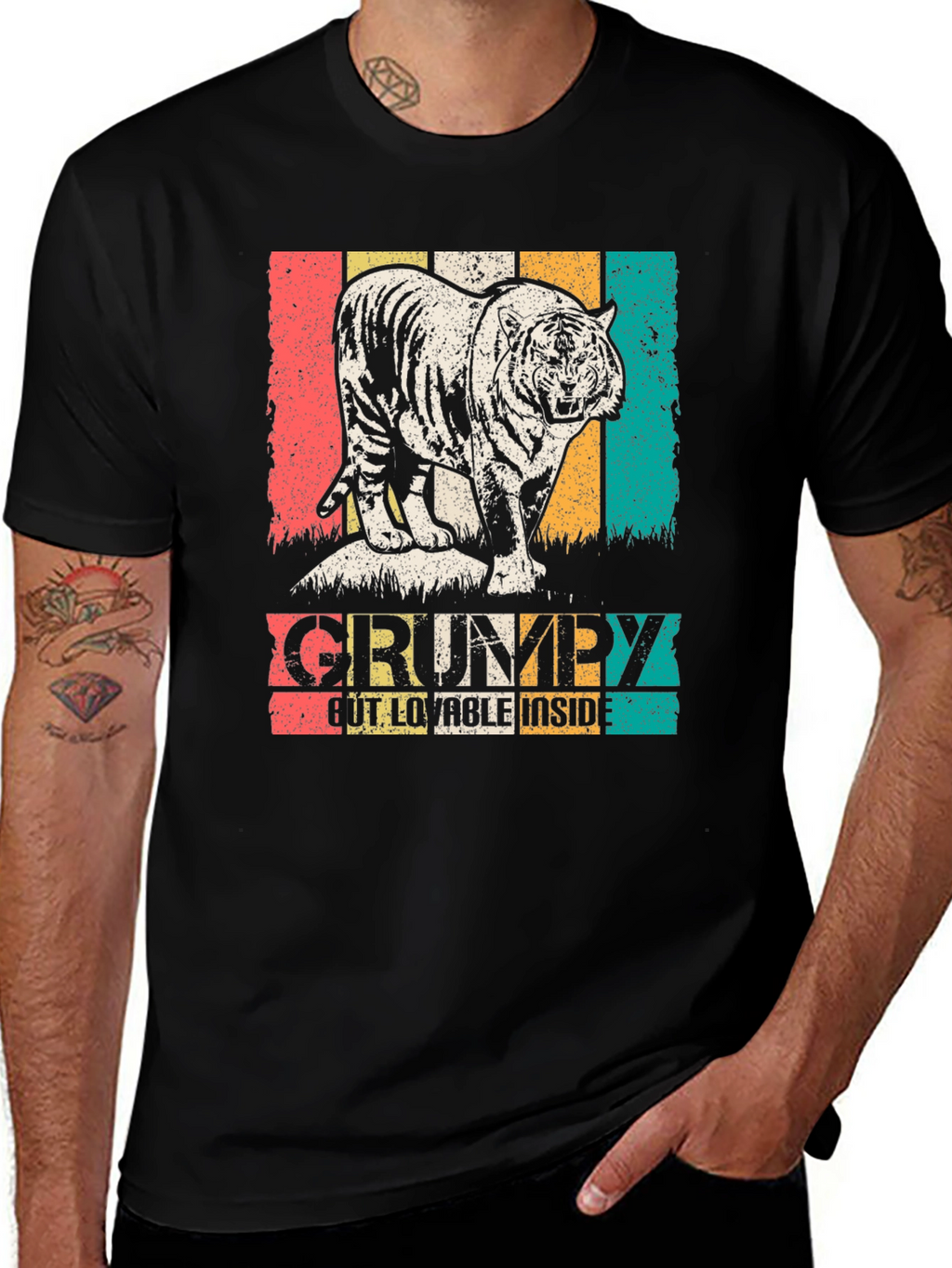 Grumpy but Lovable Tiger Graphic T-Shirt