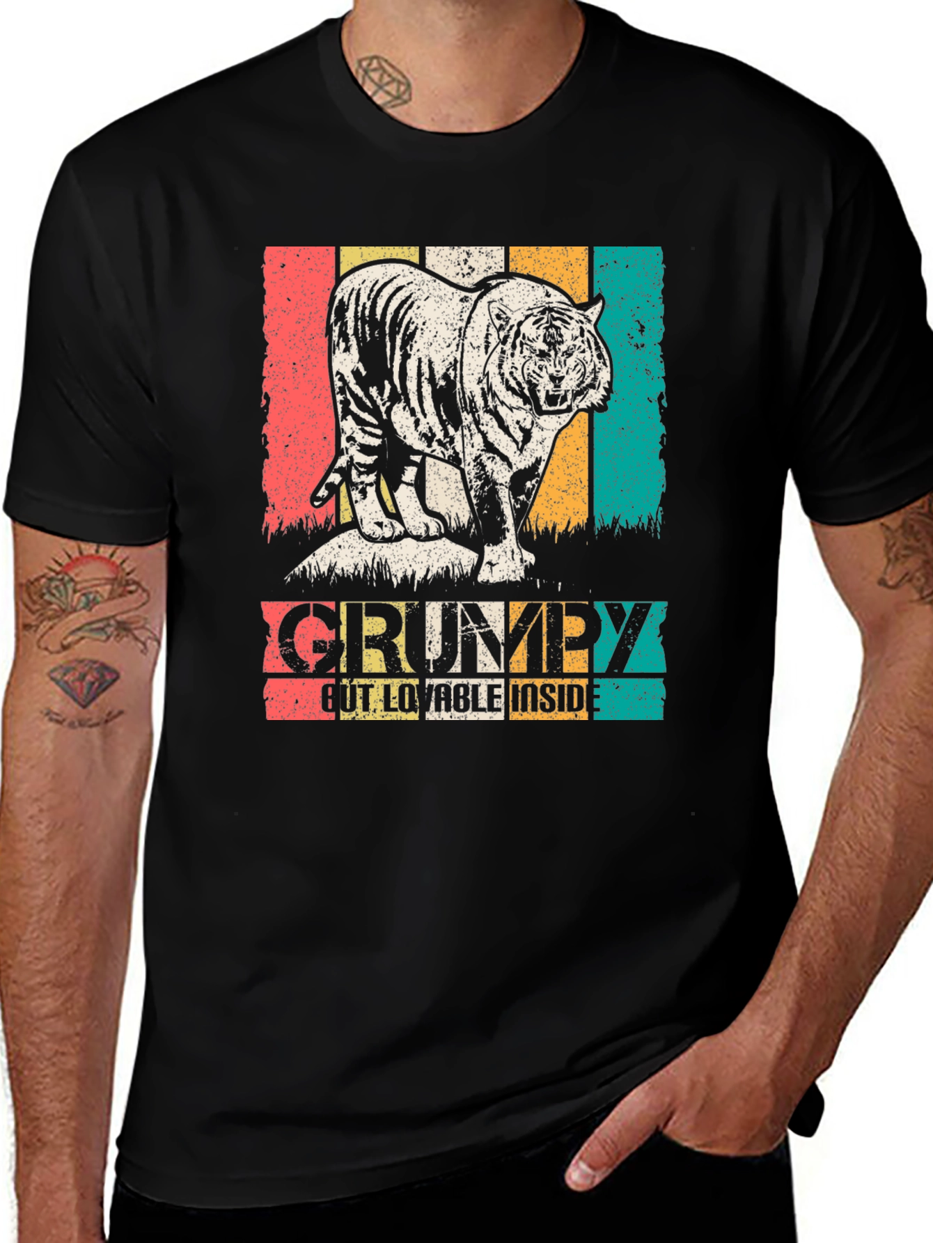 Grumpy but Lovable Tiger Graphic T-Shirt