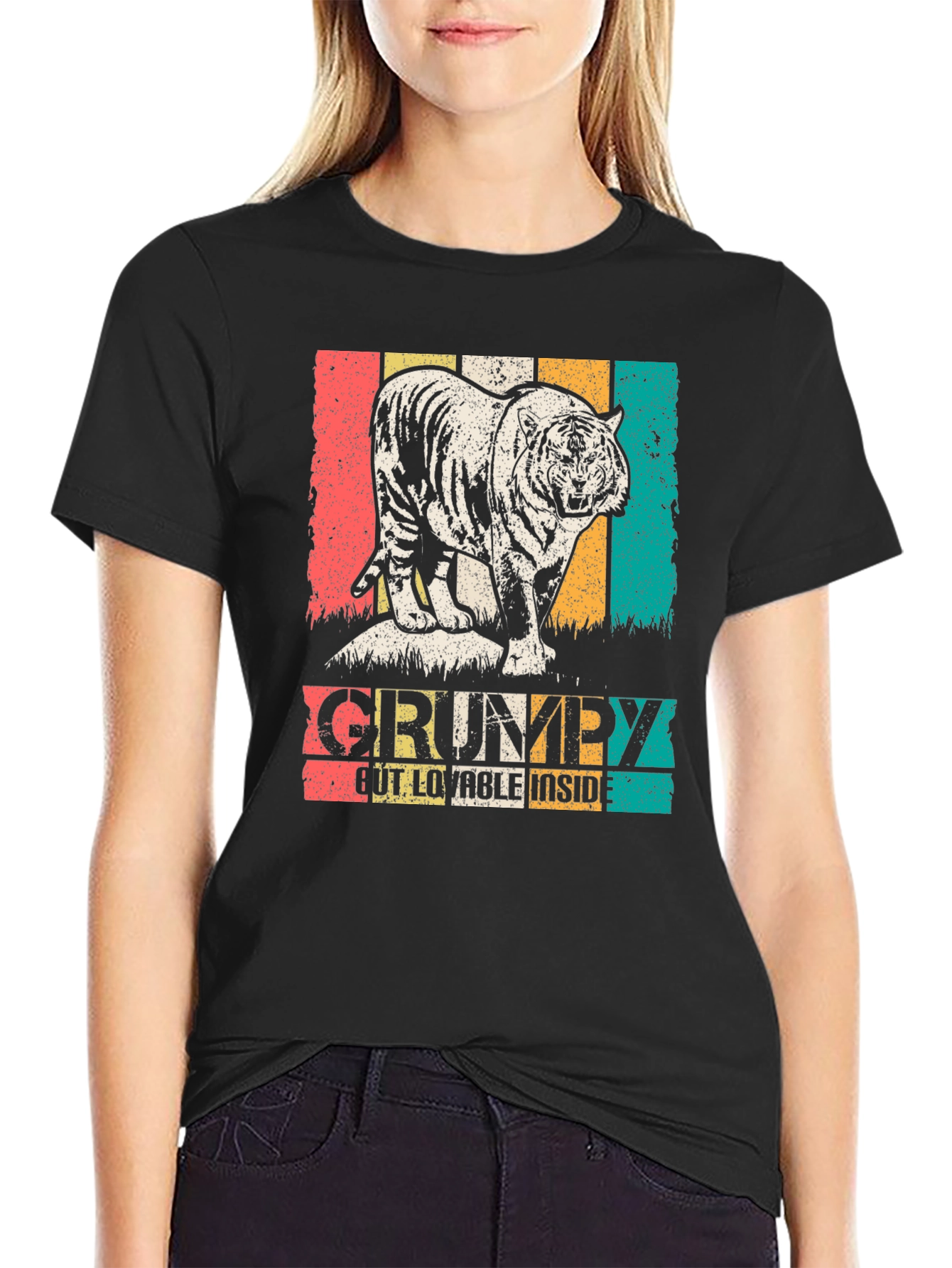 Grumpy but Lovable Tiger Graphic T-Shirt