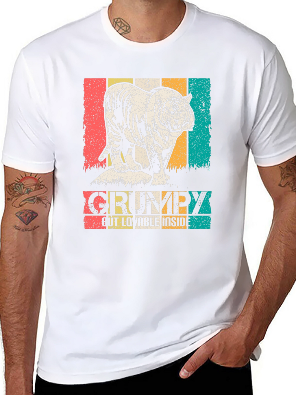 Grumpy but Lovable Tiger Graphic T-Shirt