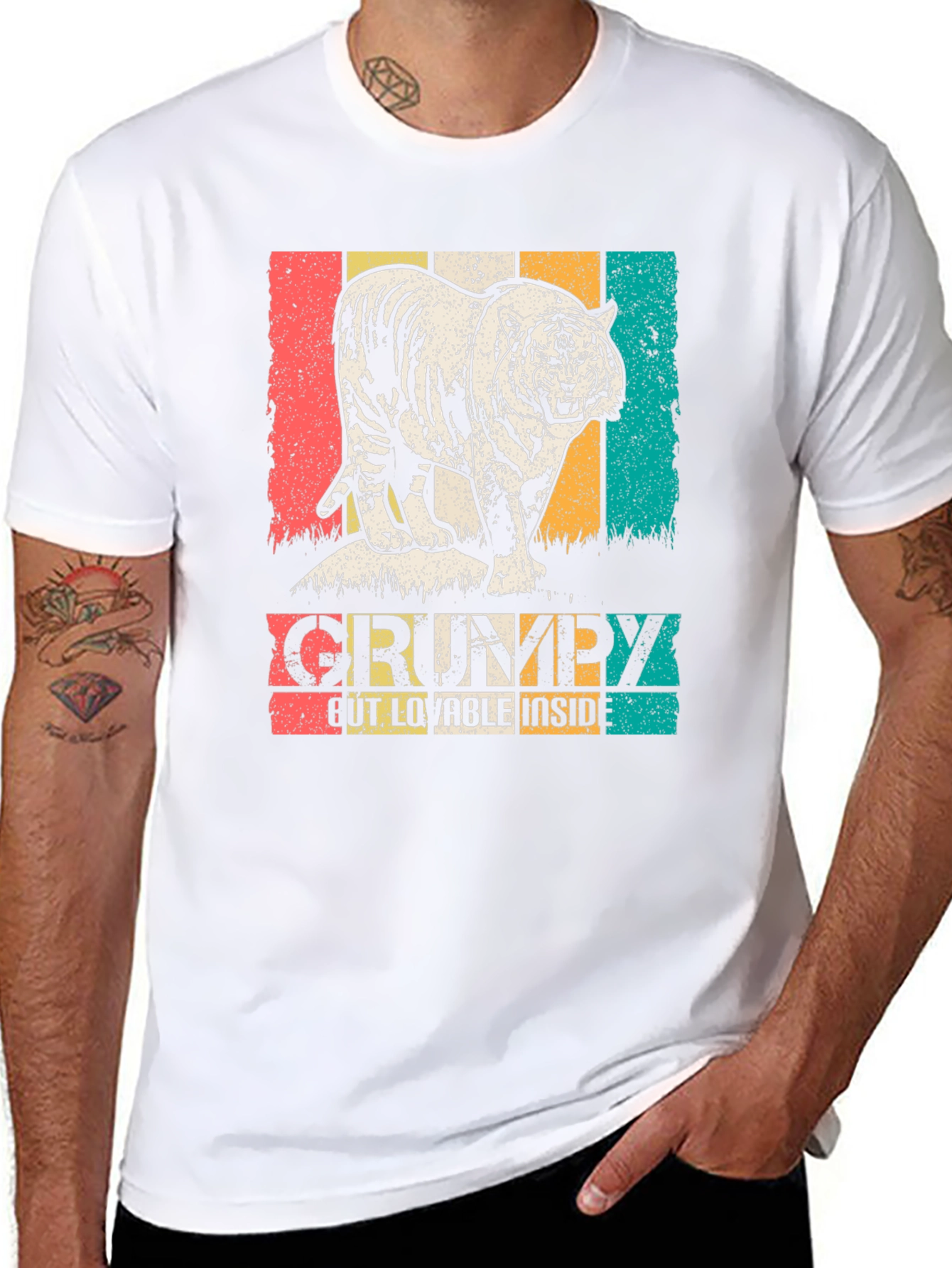 Grumpy but Lovable Tiger Graphic T-Shirt