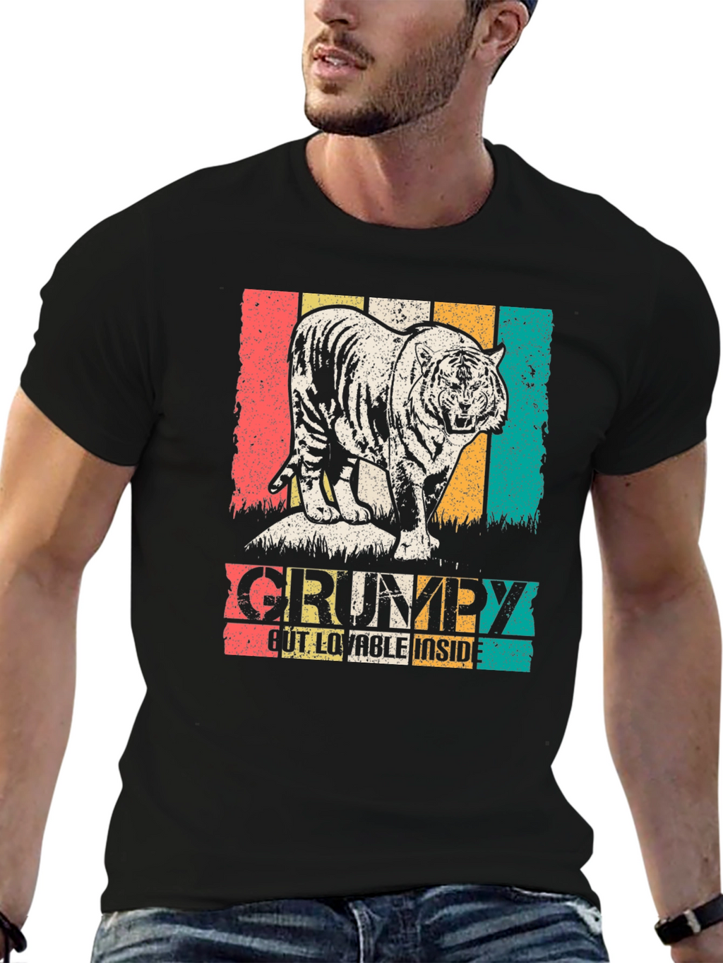 Grumpy but Lovable Tiger Graphic T-Shirt